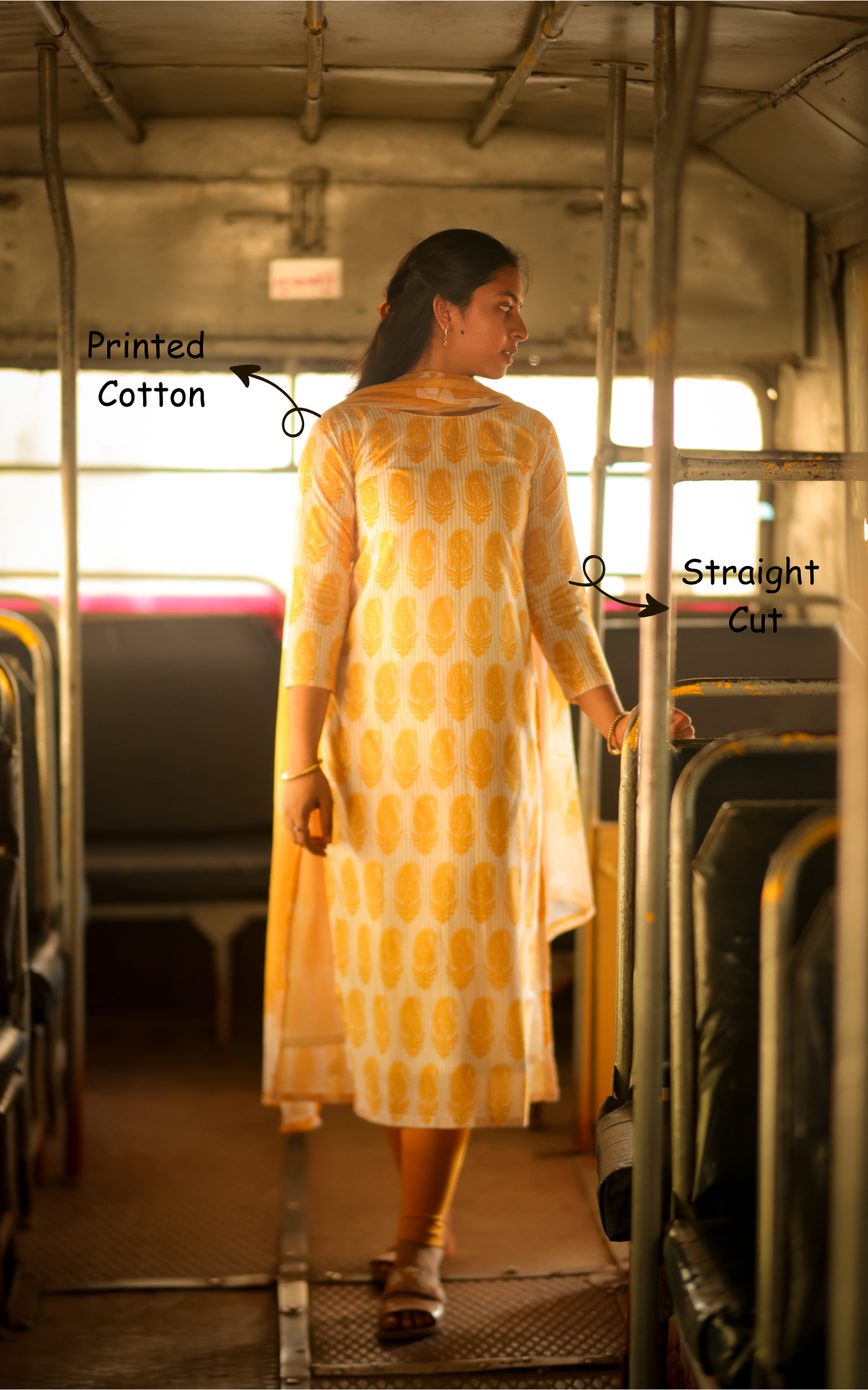 Straight Cut Kurti with Side Slit & matching dupatta
