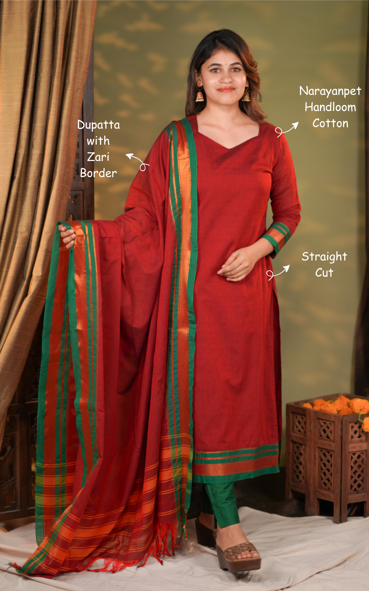 Aadhvita Maroon (Kurti+Dupatta)