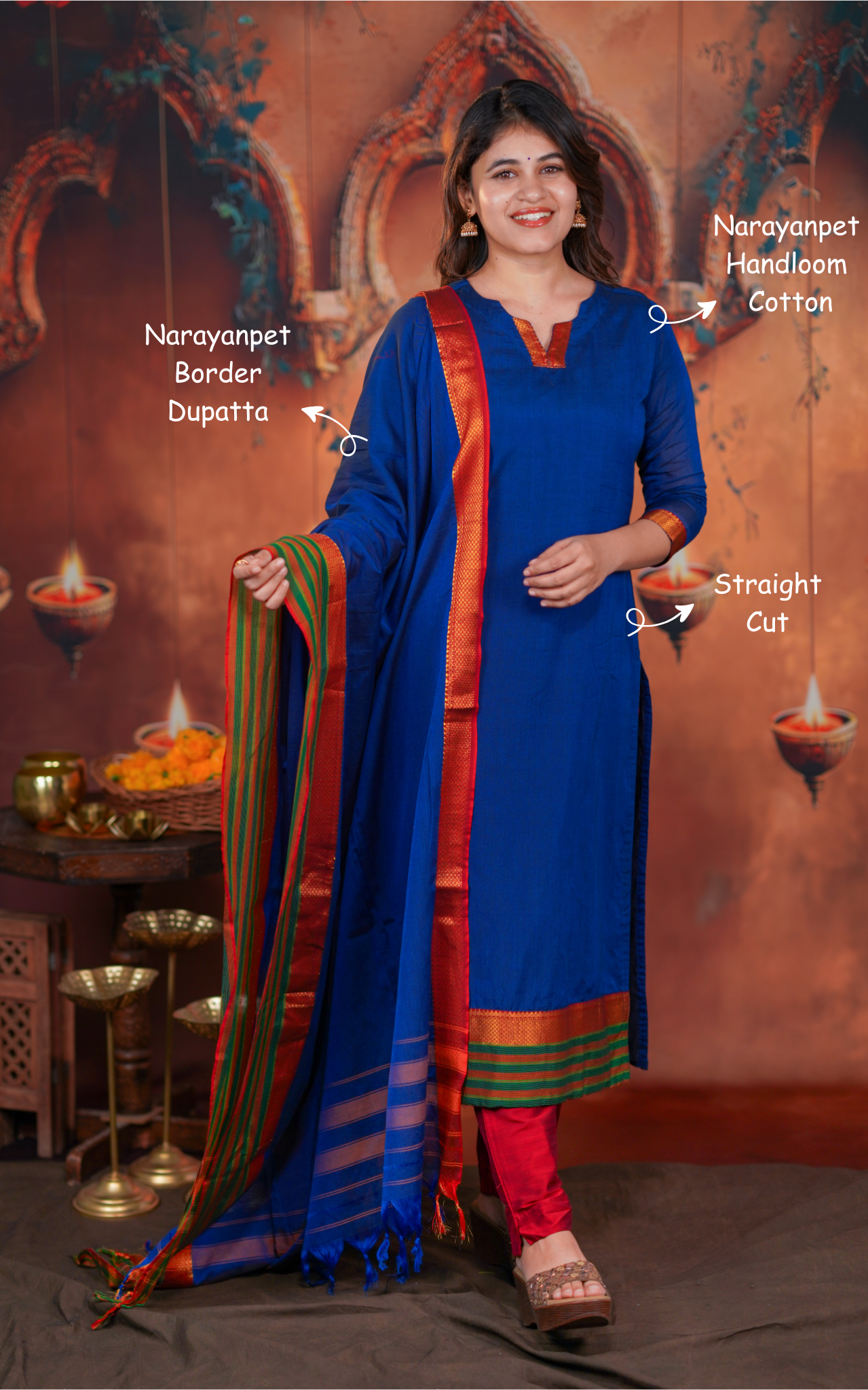Saritha Navy Blue (Kurti+Dupatta)