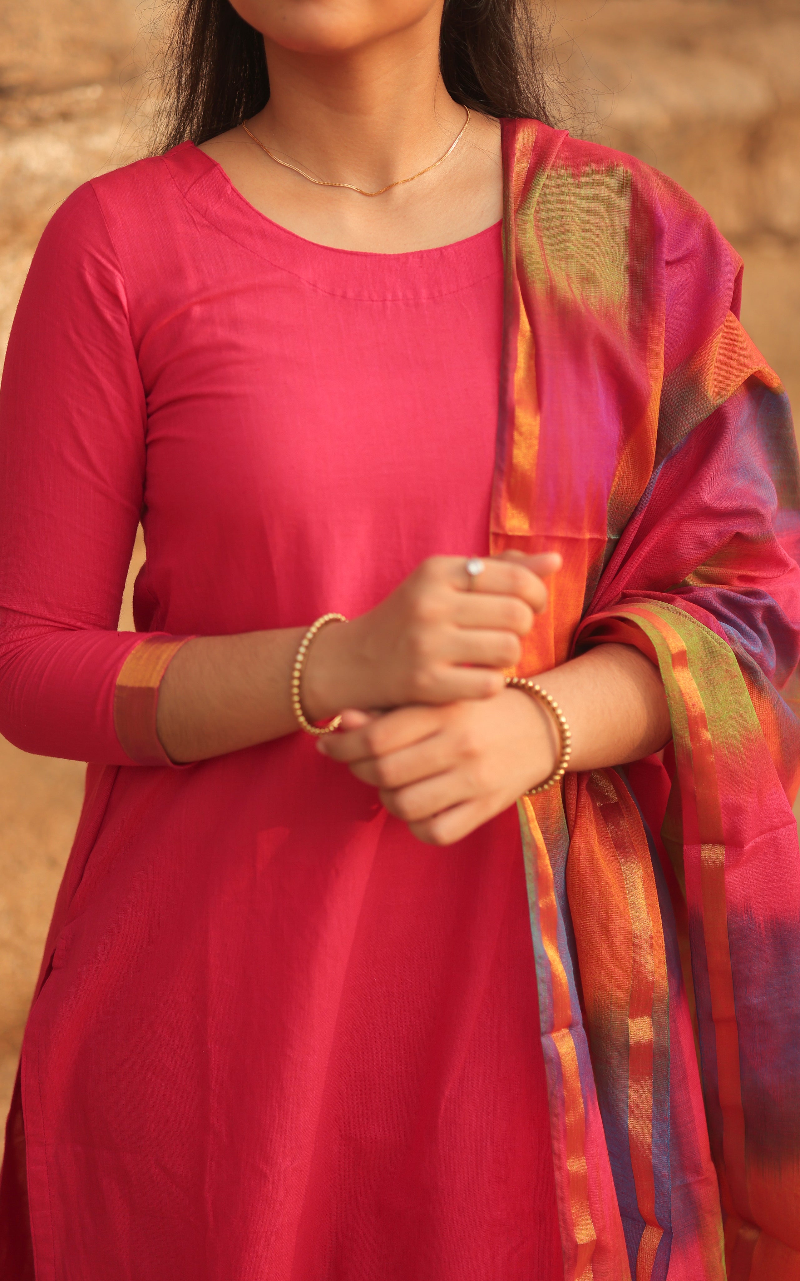Kalloori Dark Pink (Kurti+Dupatta)
