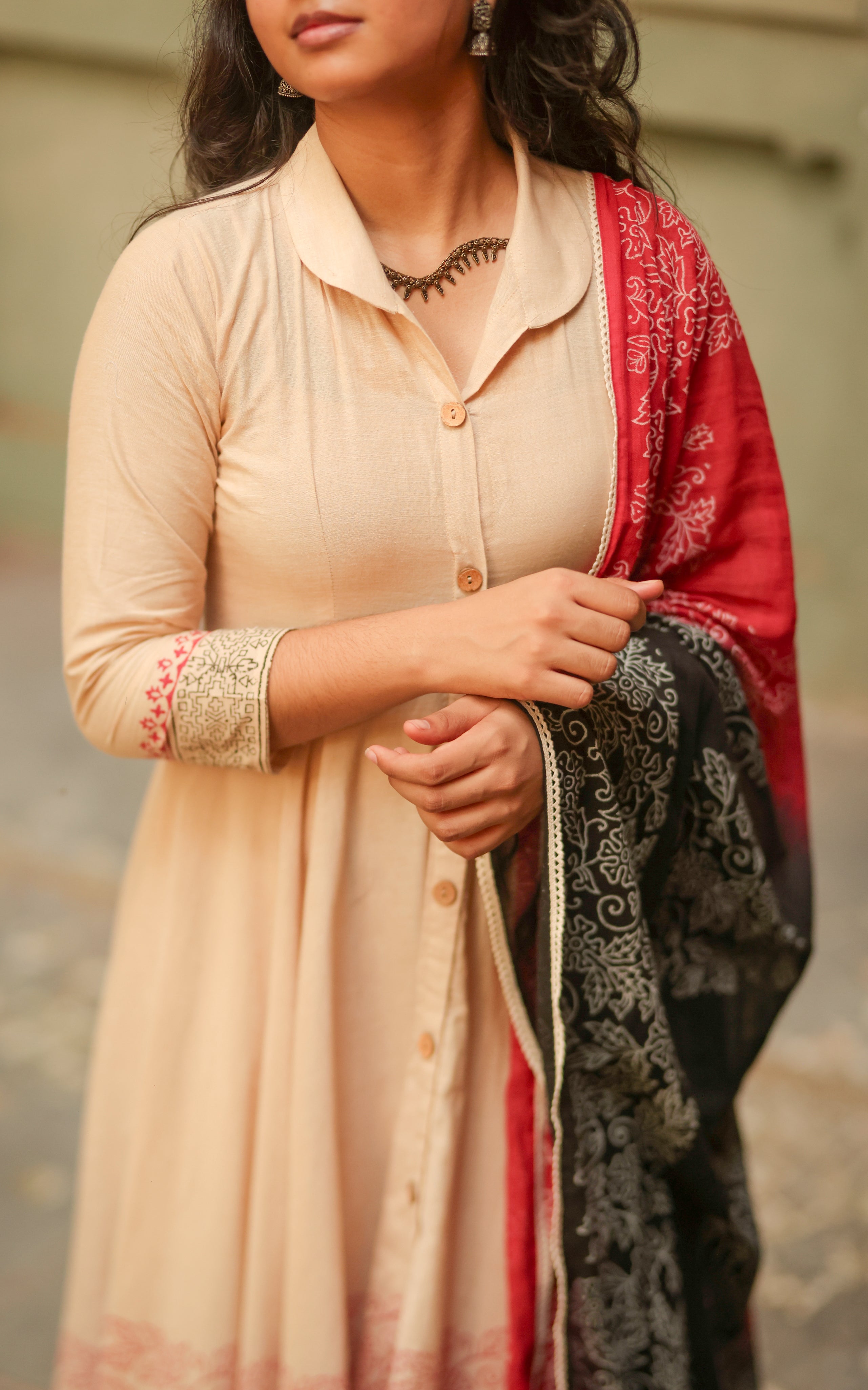 Pure Cotton Anarkali Kurti with Dupatta Printed