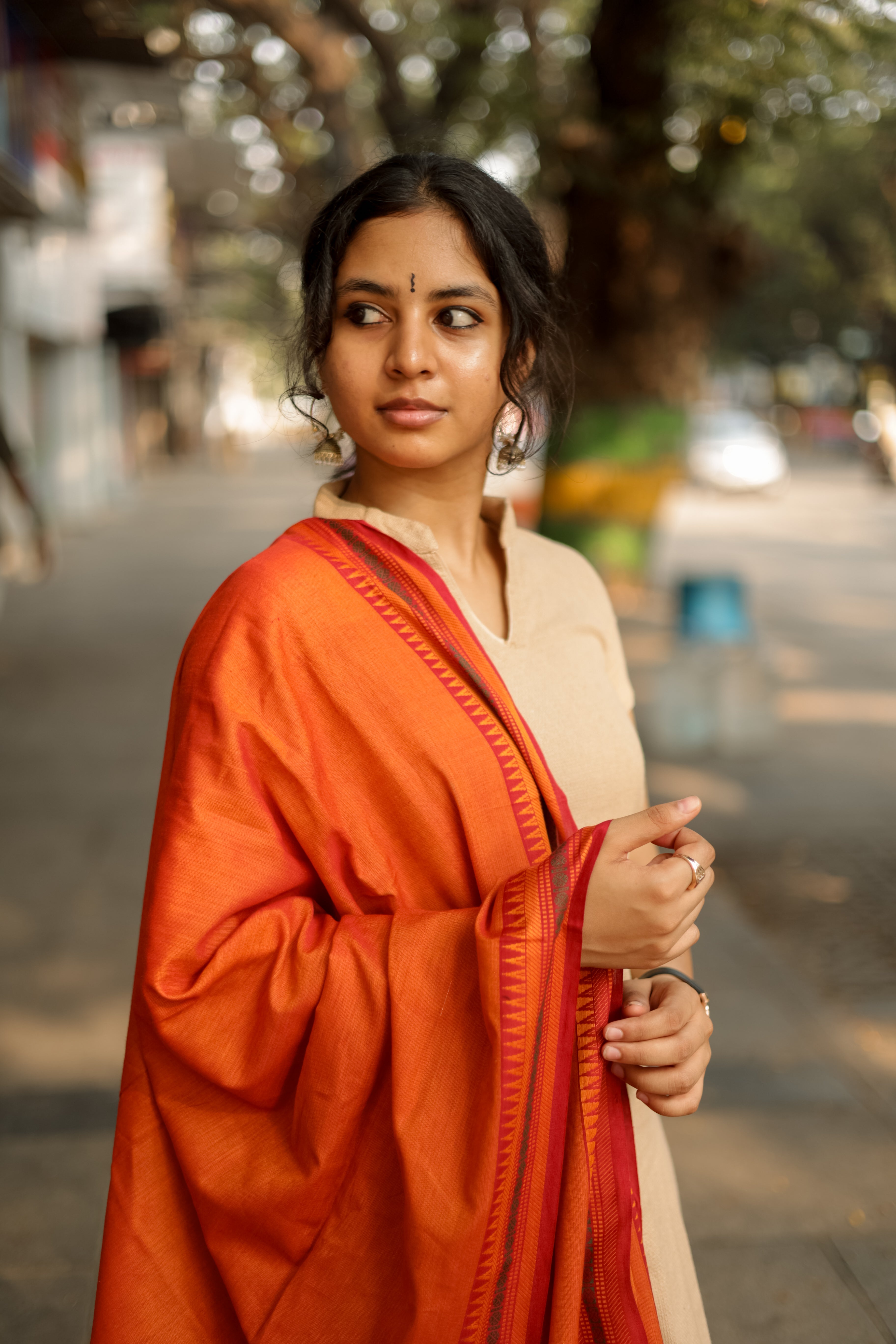 Kaakha Kaakha Jyotika Beige & Orange (Kurti+Dupatta)