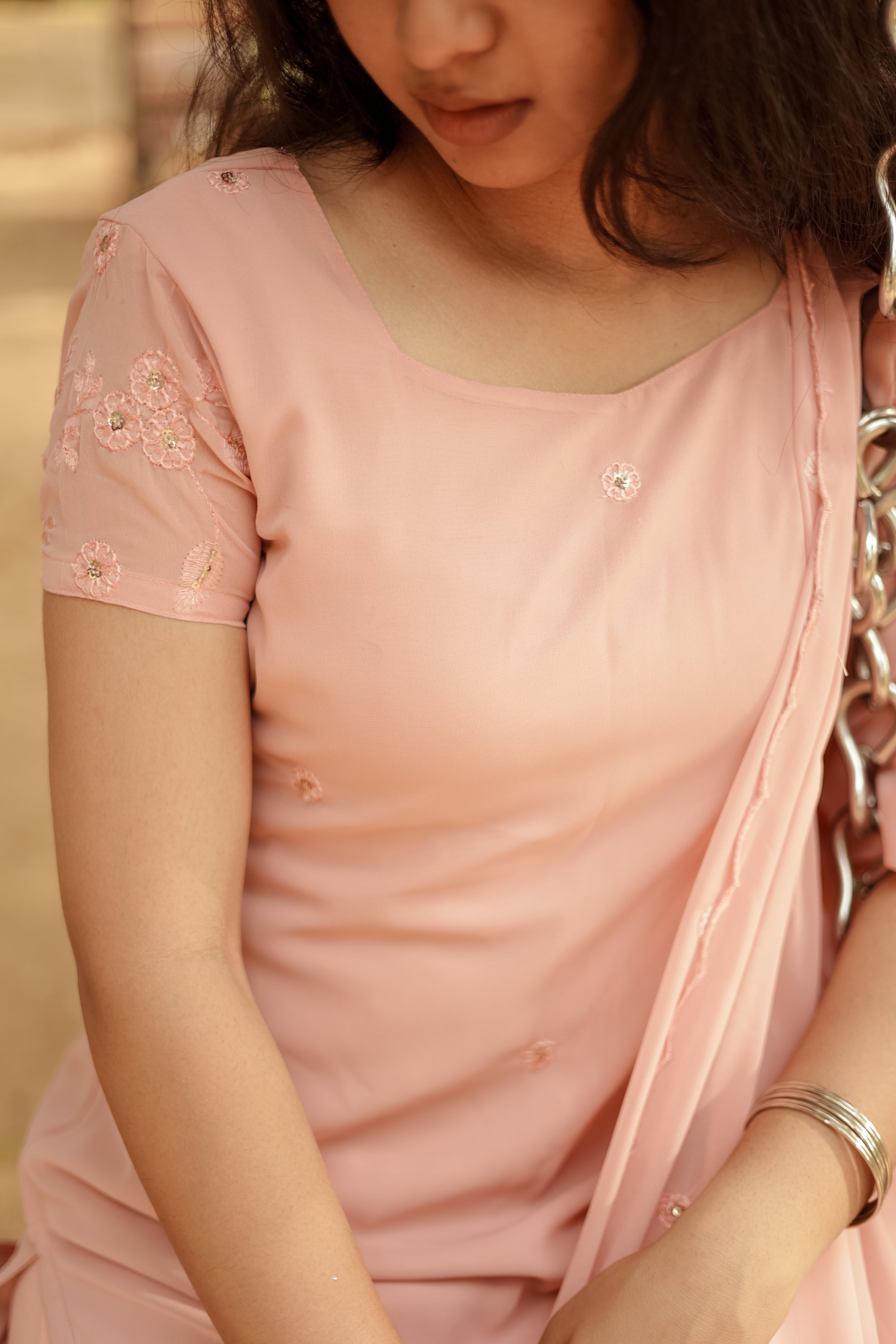 Premium Georgette straight cut kurti with dupatta