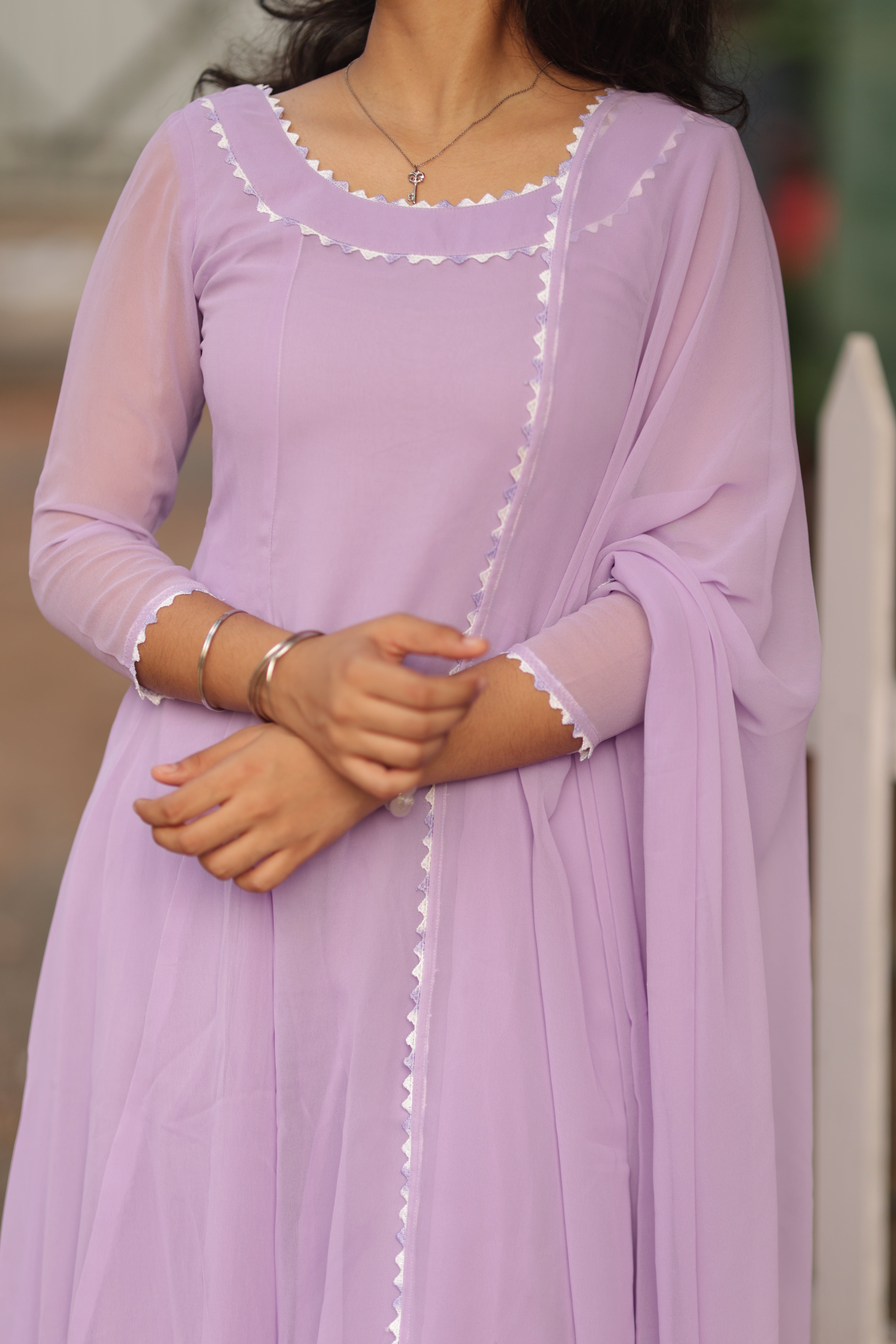 Georgette anarkali with Cotton Lining and Georgette dupatta with lace work