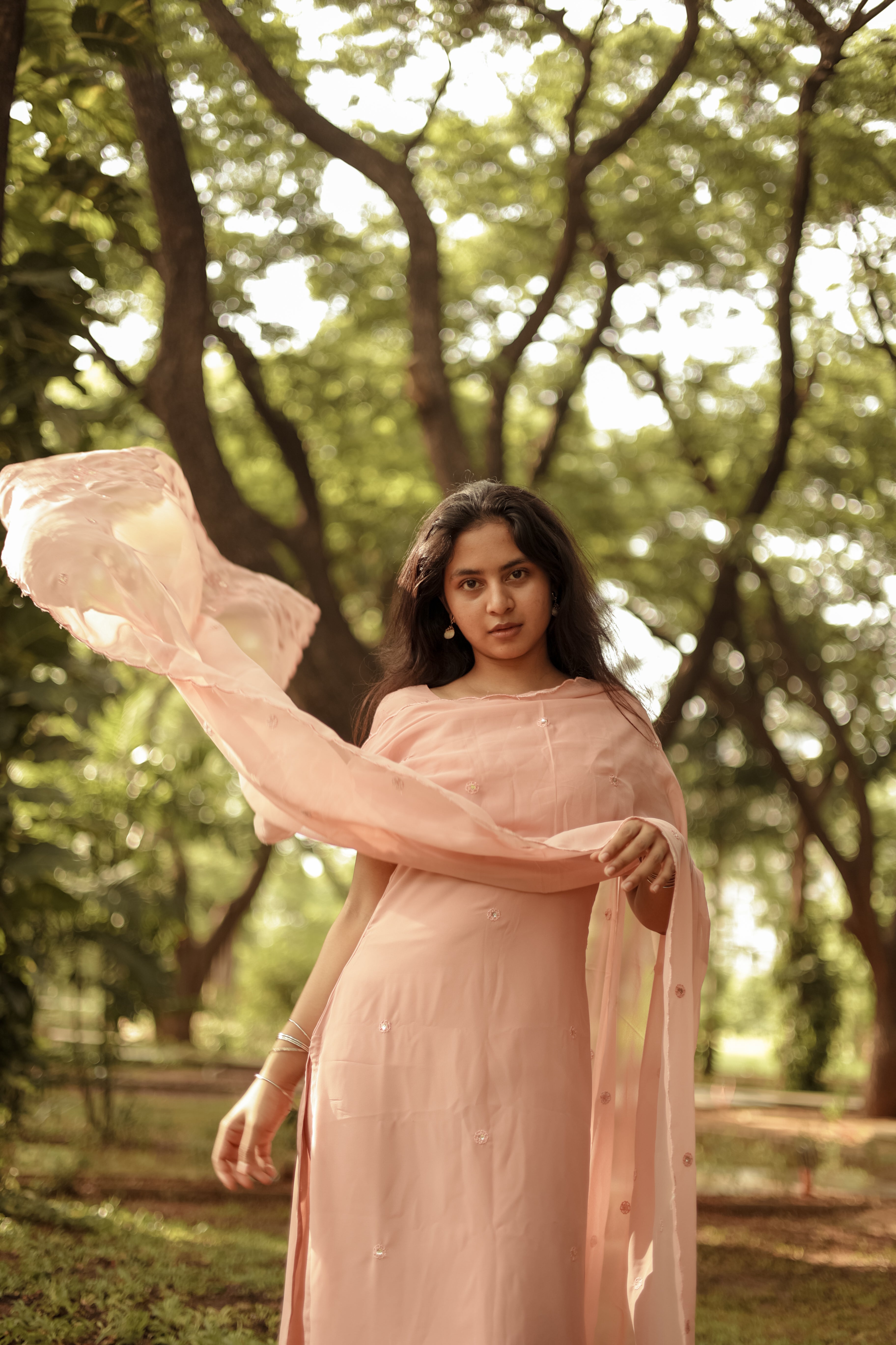 A fashionable red-colored outfit by minnale reena, add a Transparent waist featuring a sleek and trendy design.