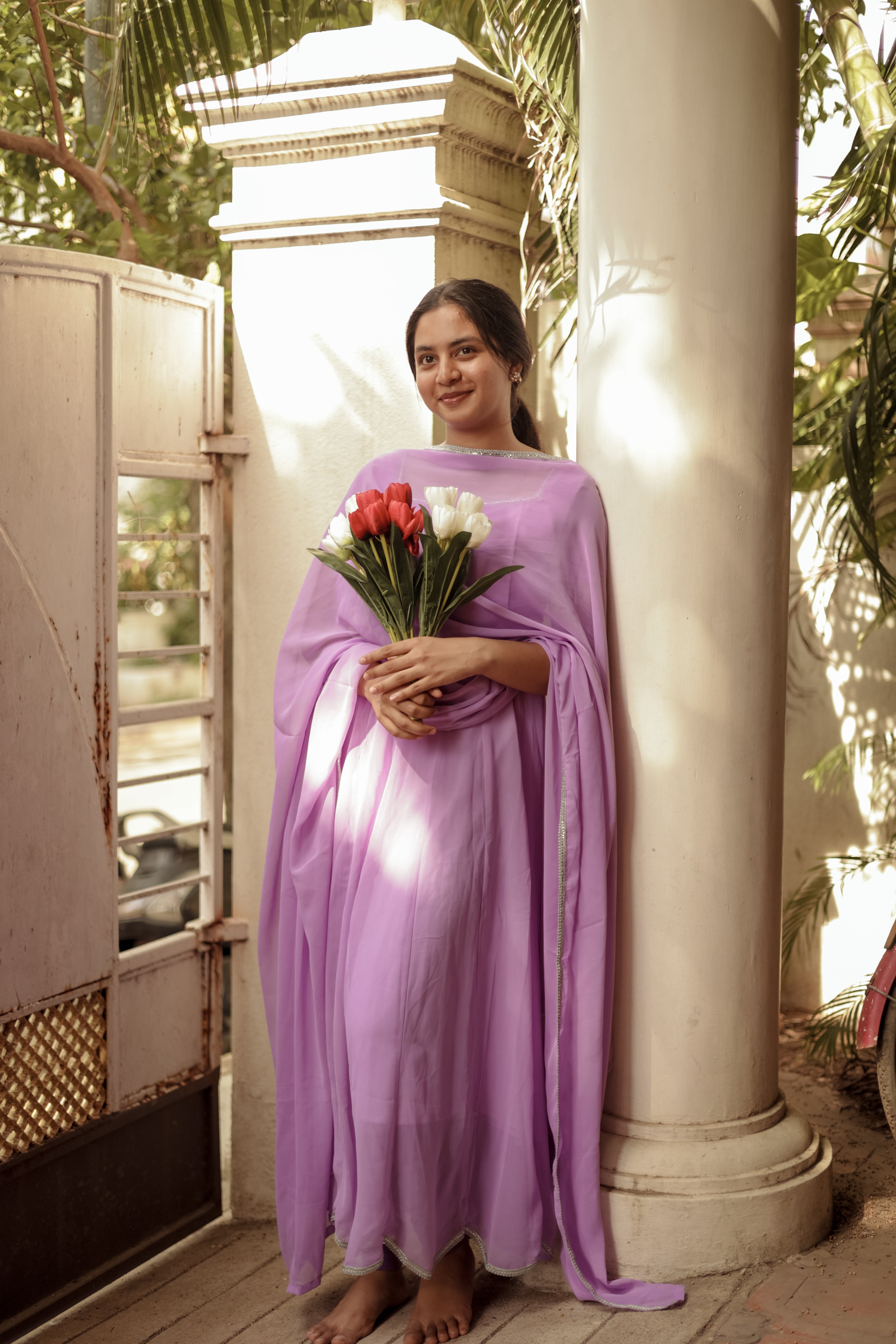 instore kurti Minnale Reena Lavendar 3/4 Sleeve (Kurti+Dupatta)