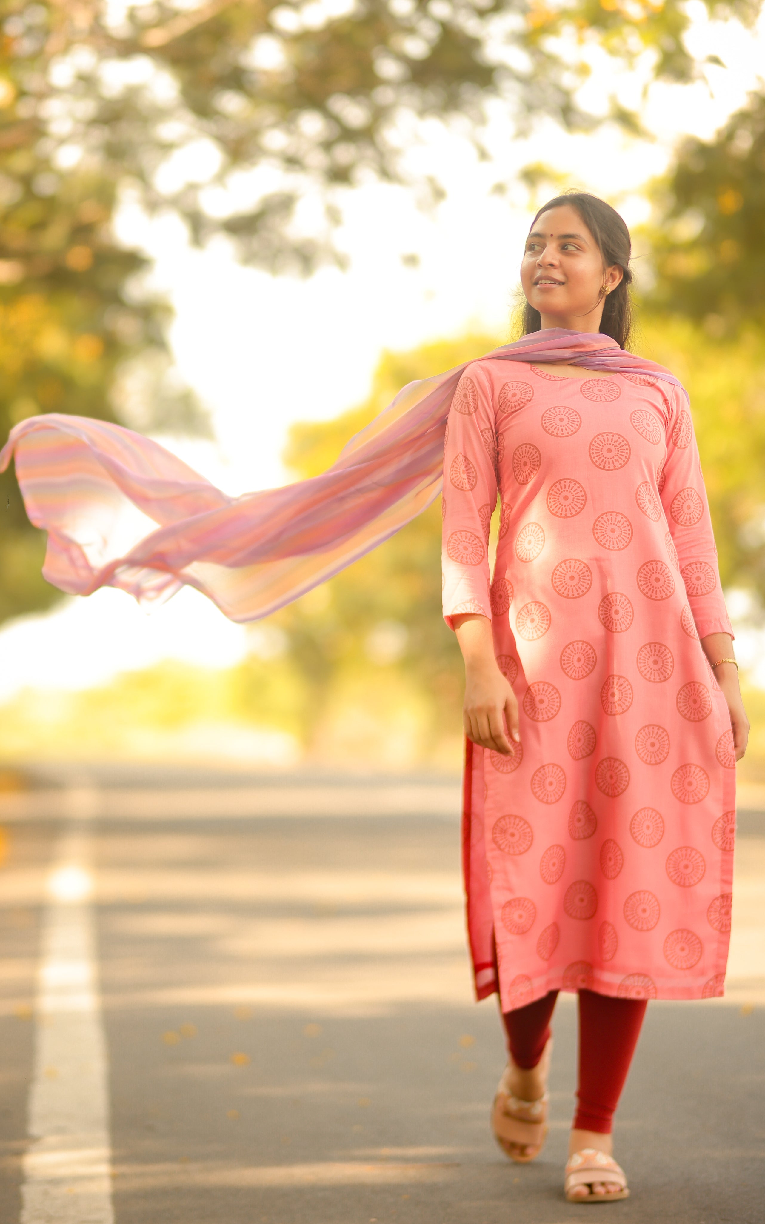 Kalloori Peach (Kurti+Dupatta)