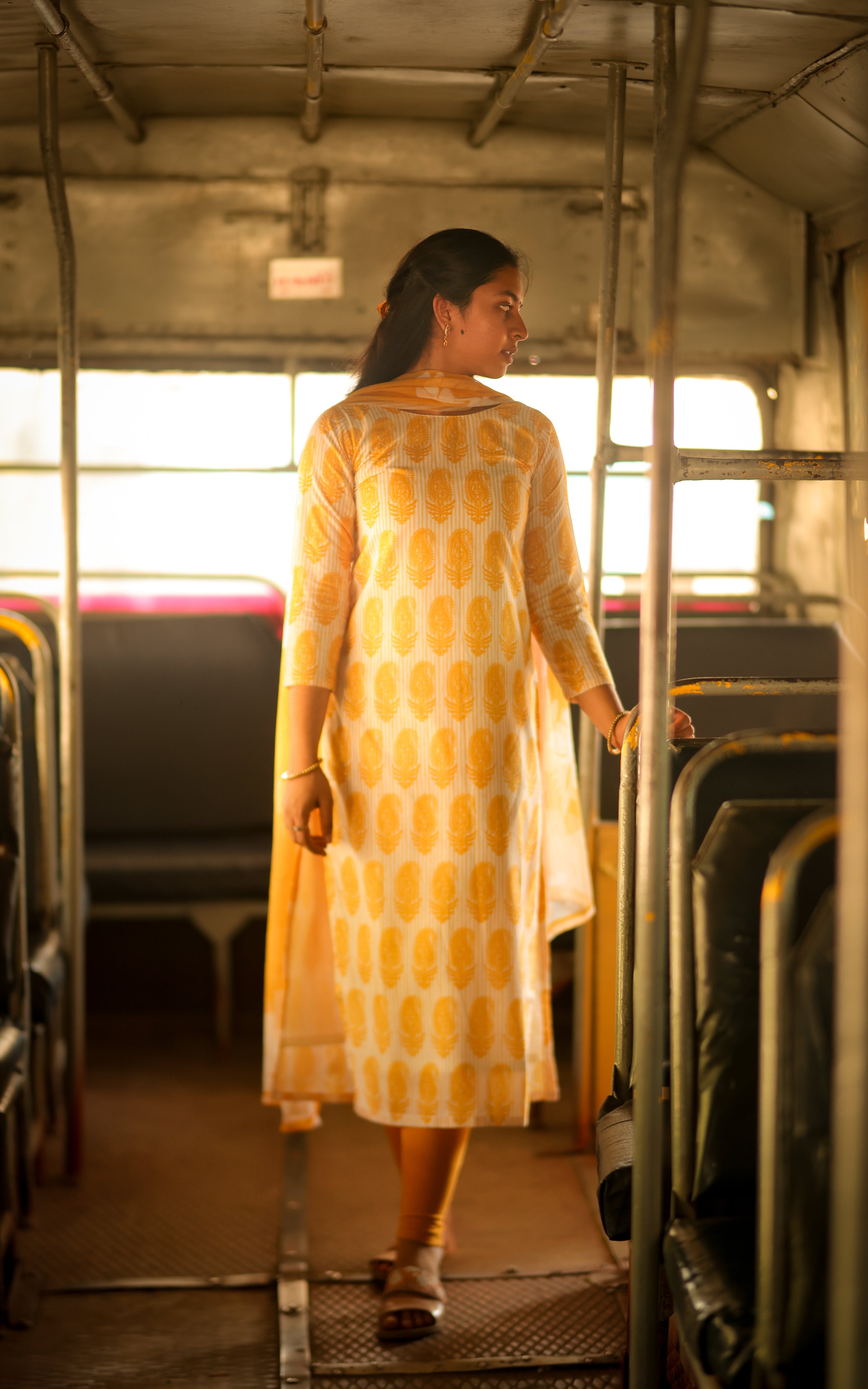 Kalloori Yellow (Kurti+Dupatta)