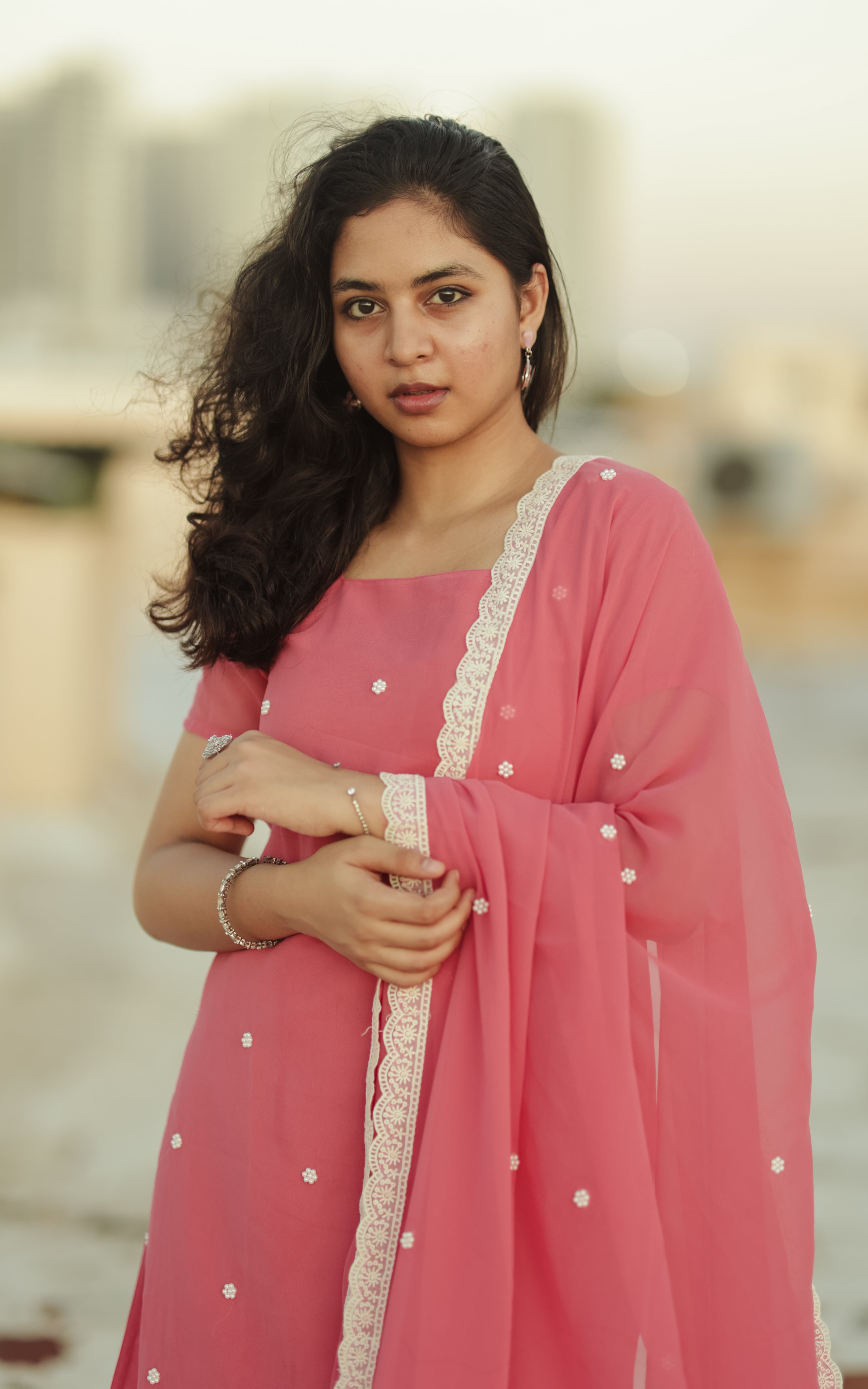 Premium Georgette with Butter Crepe Lining straight cut kurti with side slit