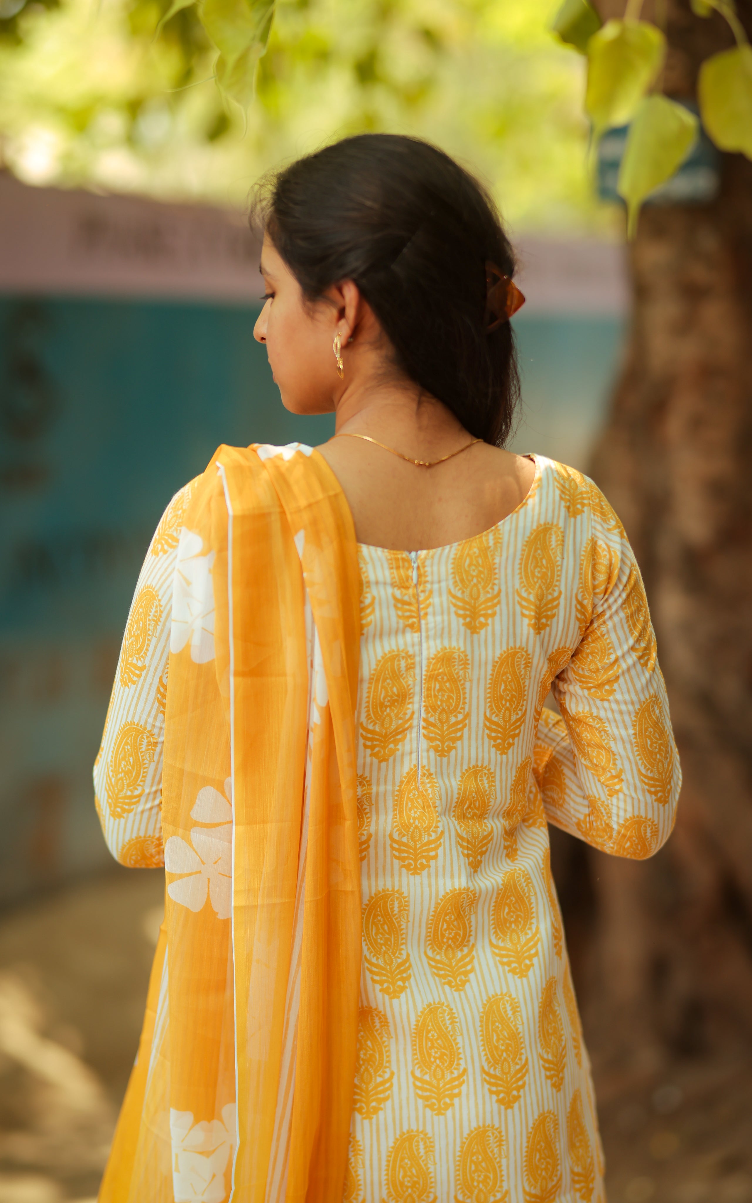 Kalloori Yellow (Kurti+Dupatta)