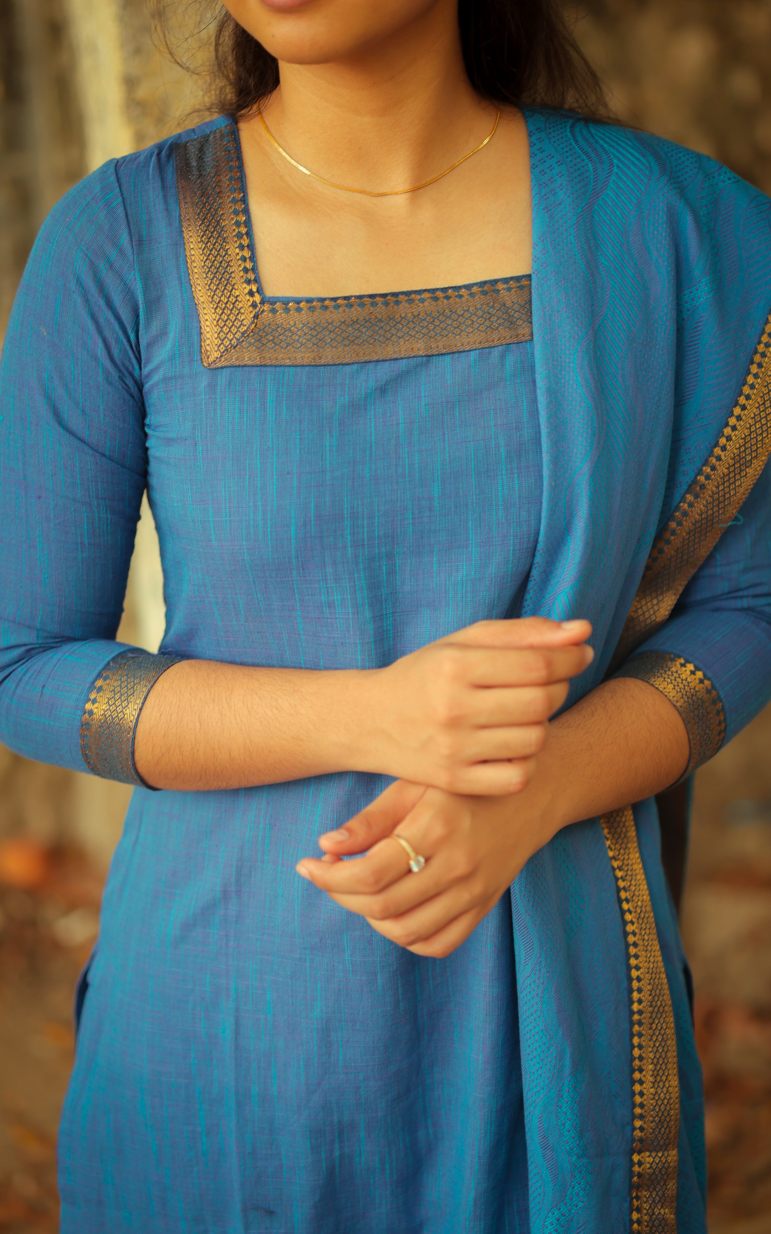 Kalloori Blue (Kurti+Dupatta)