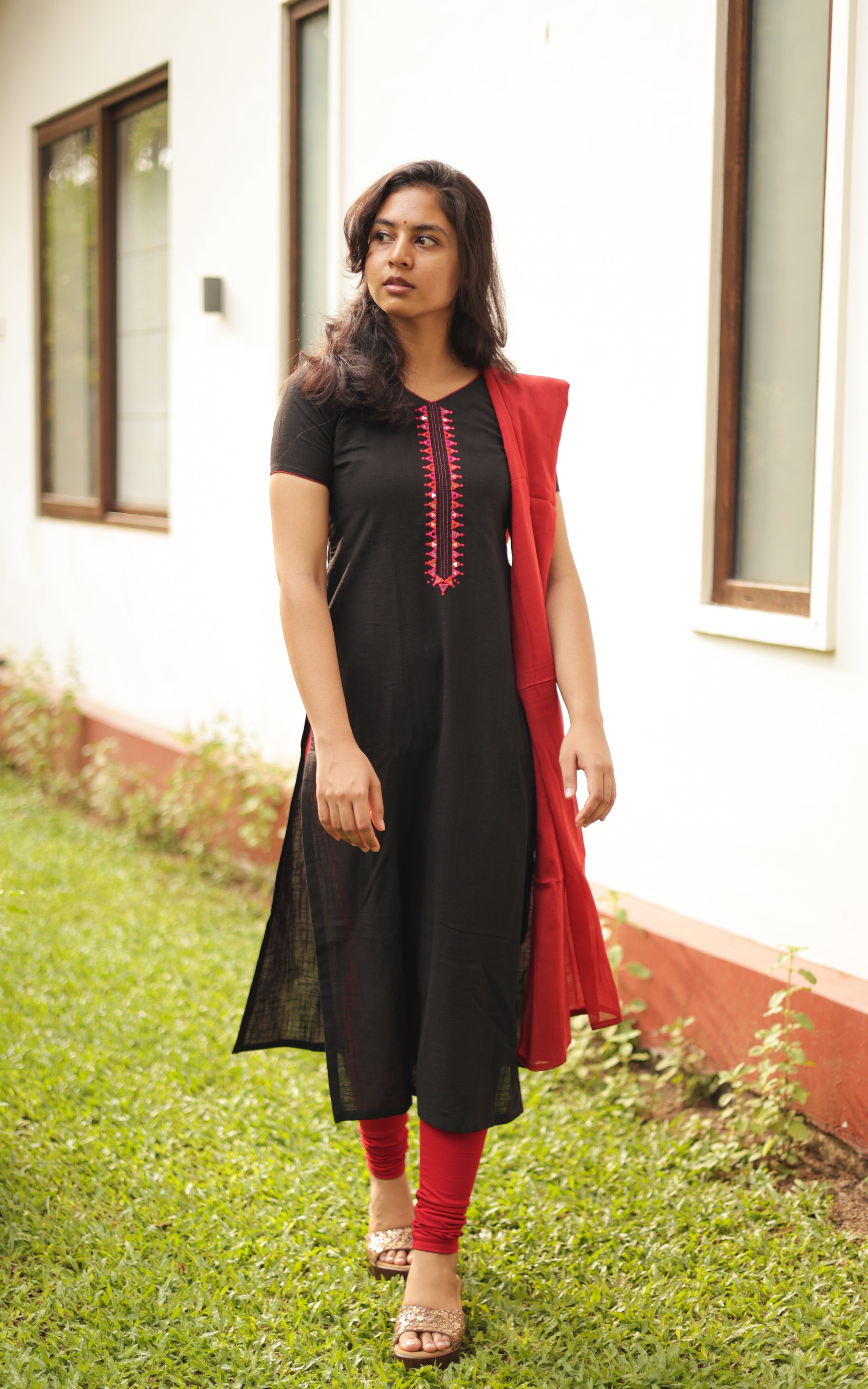 Shop Remo Keerthy Suresh Red Black Kurti Limited Stock!
