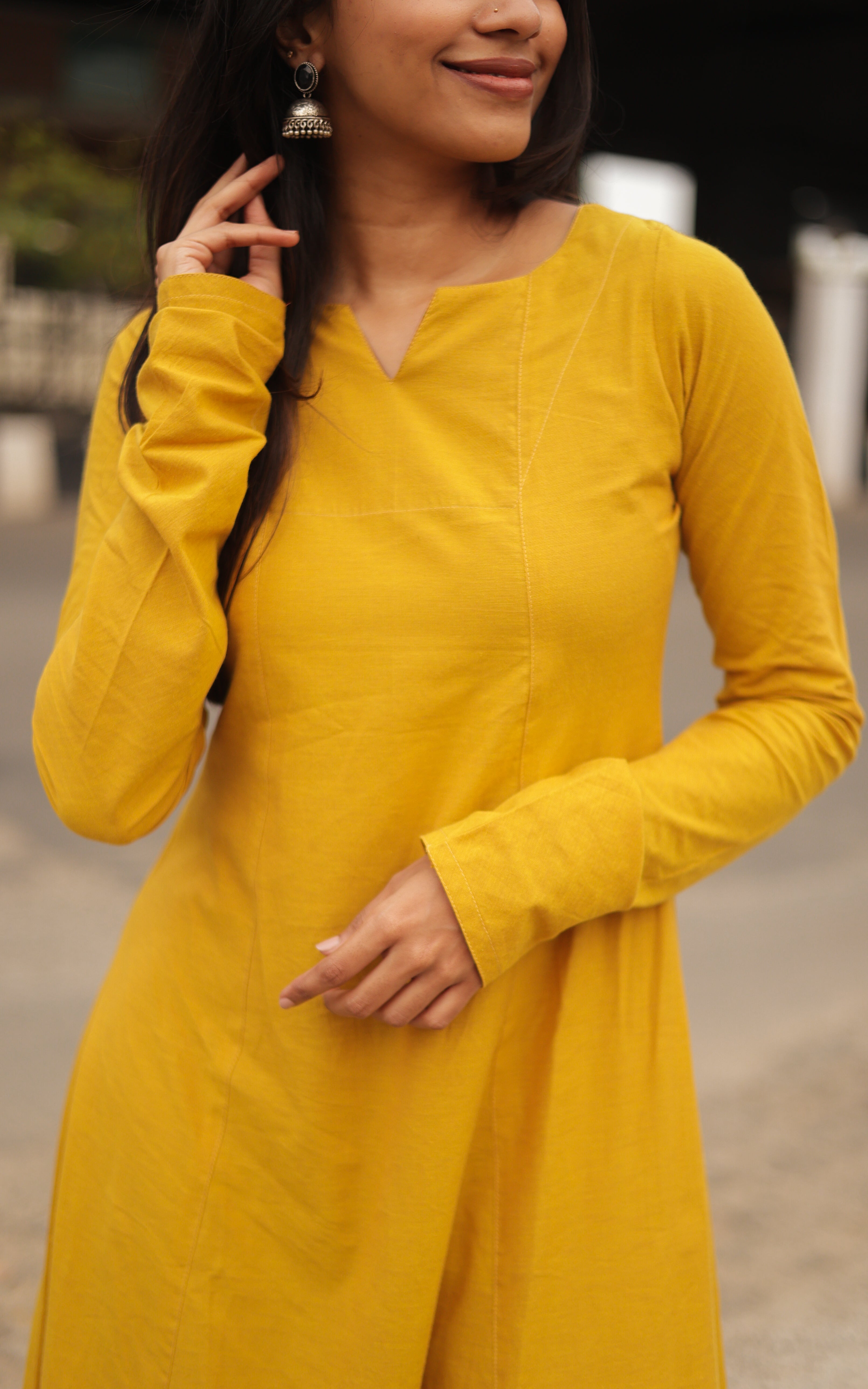 Kadhalar Dhinam Mustard (Kurti+Dupatta) KURTIS instore