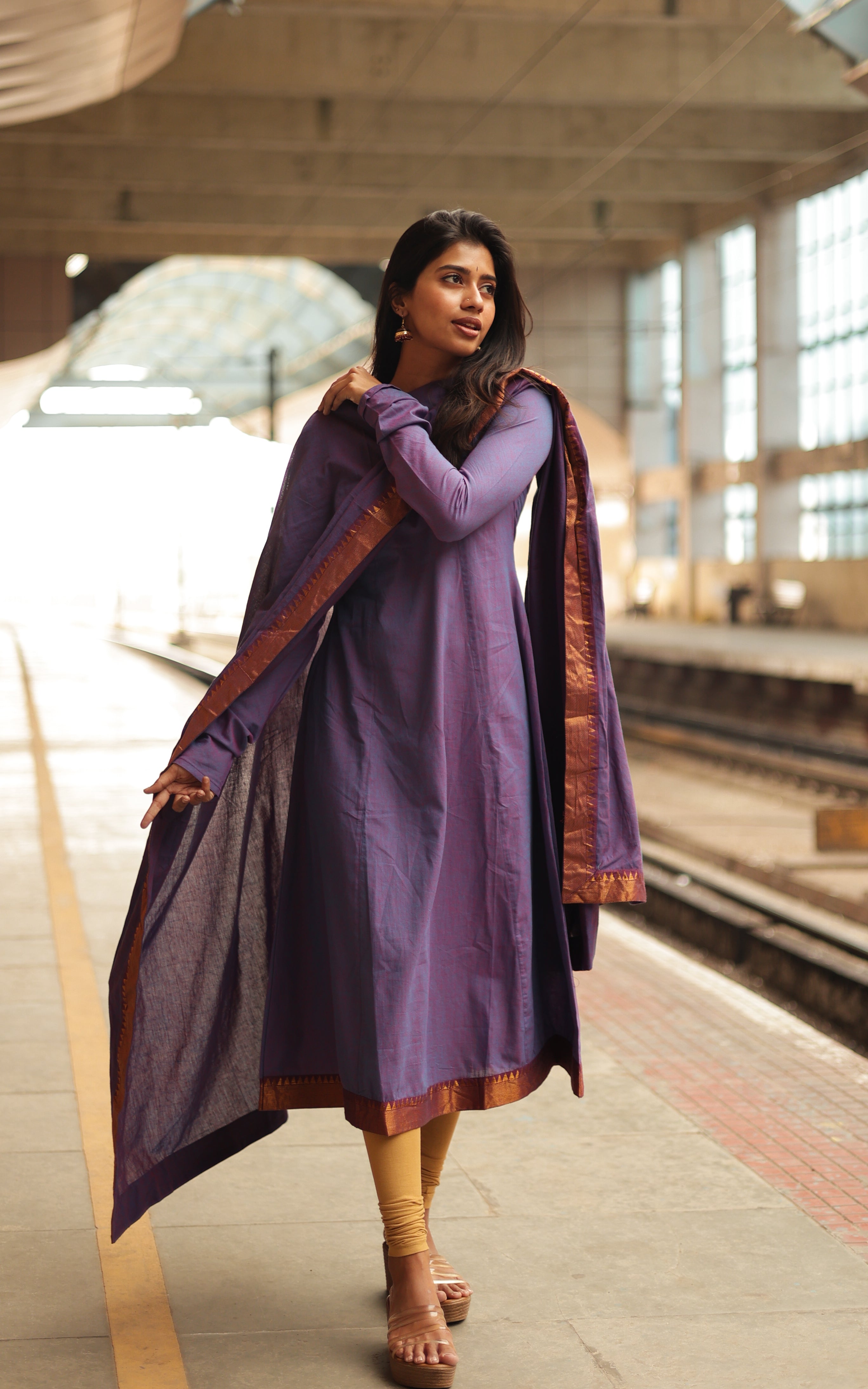 Kadhalar Dhinam Dark Purple (Kurti+Dupatta) KURTIS instore