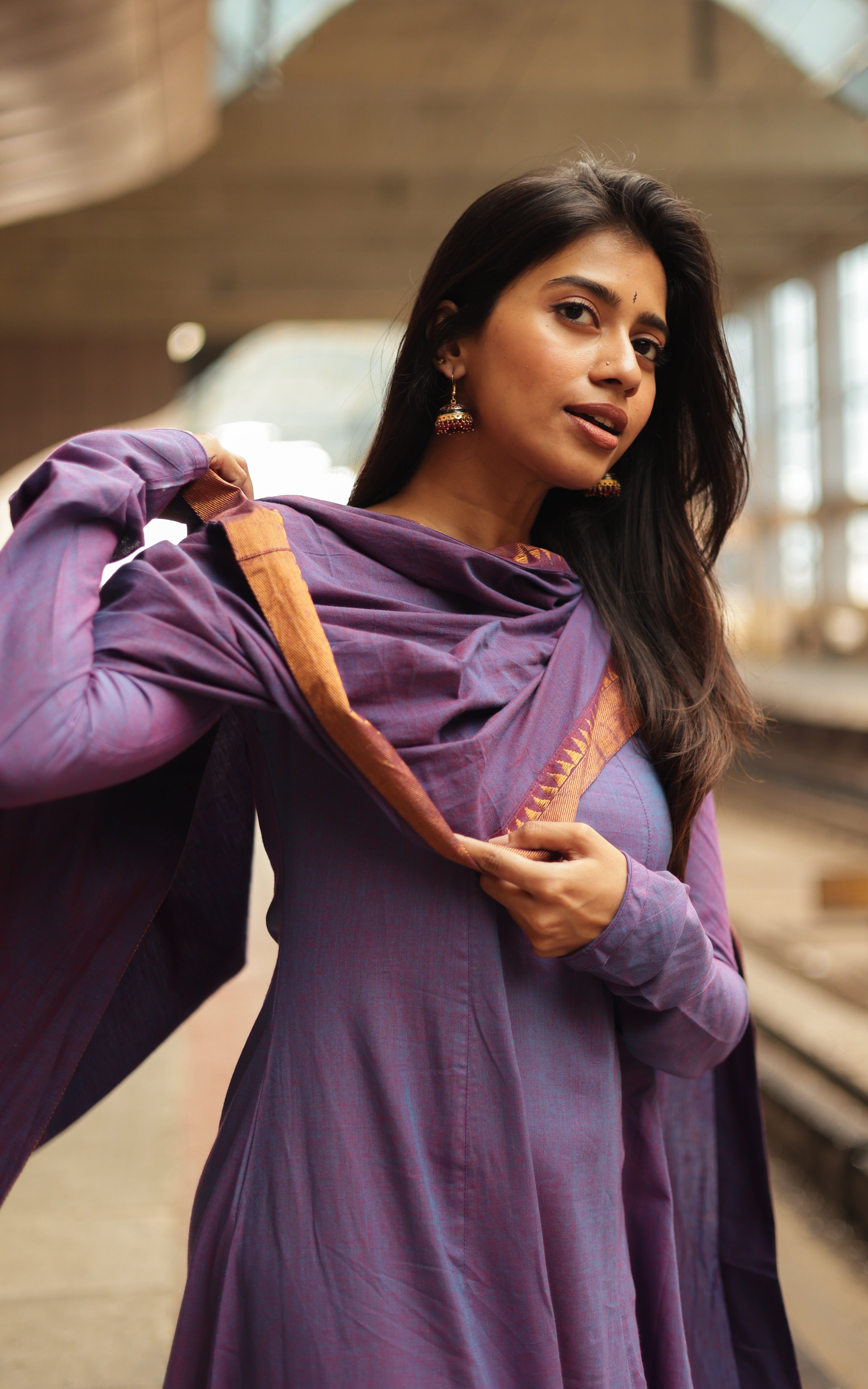 Kadhalar Dhinam Dark Purple (Kurti+Dupatta) KURTIS instore