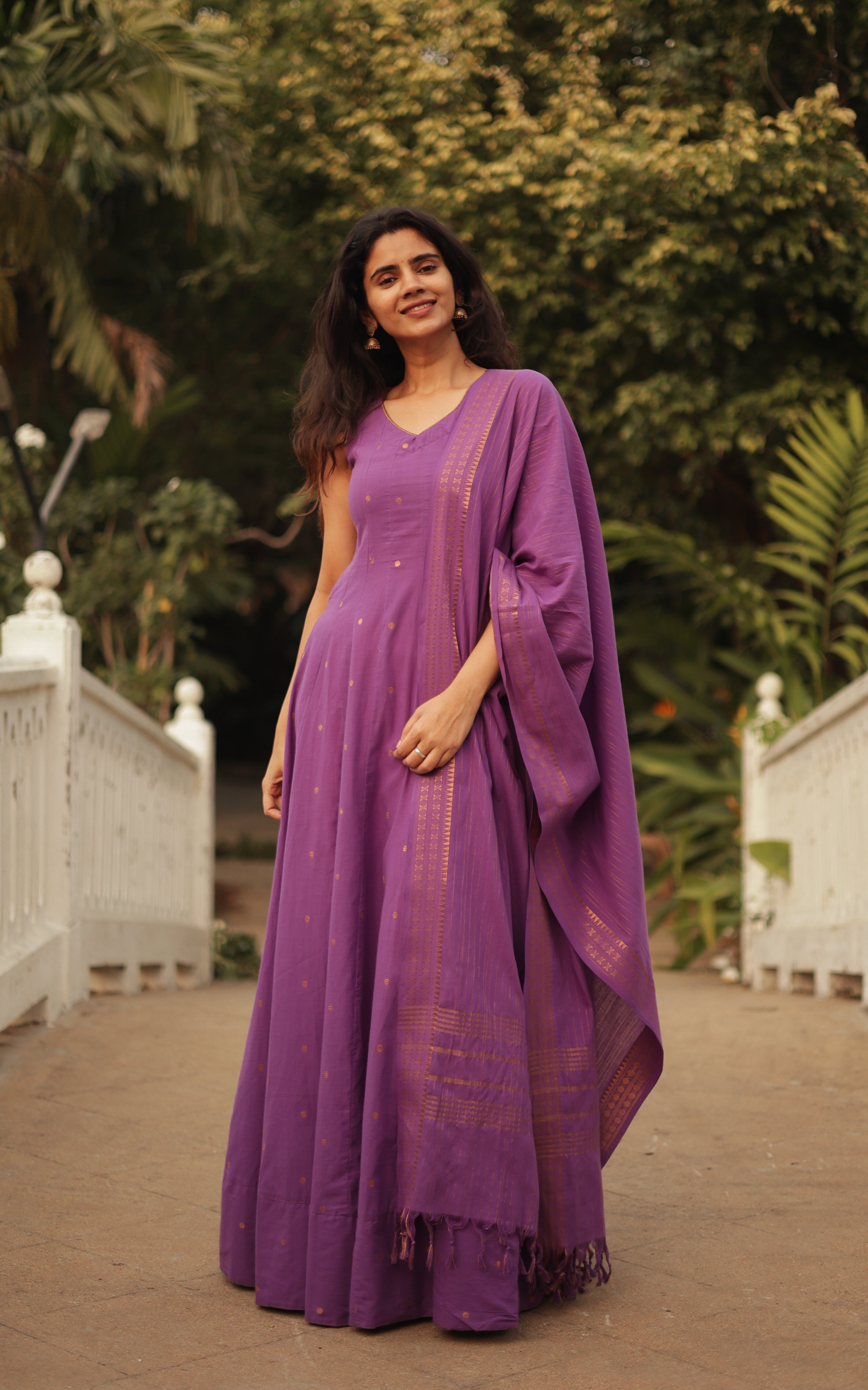 Purple flared anarkali