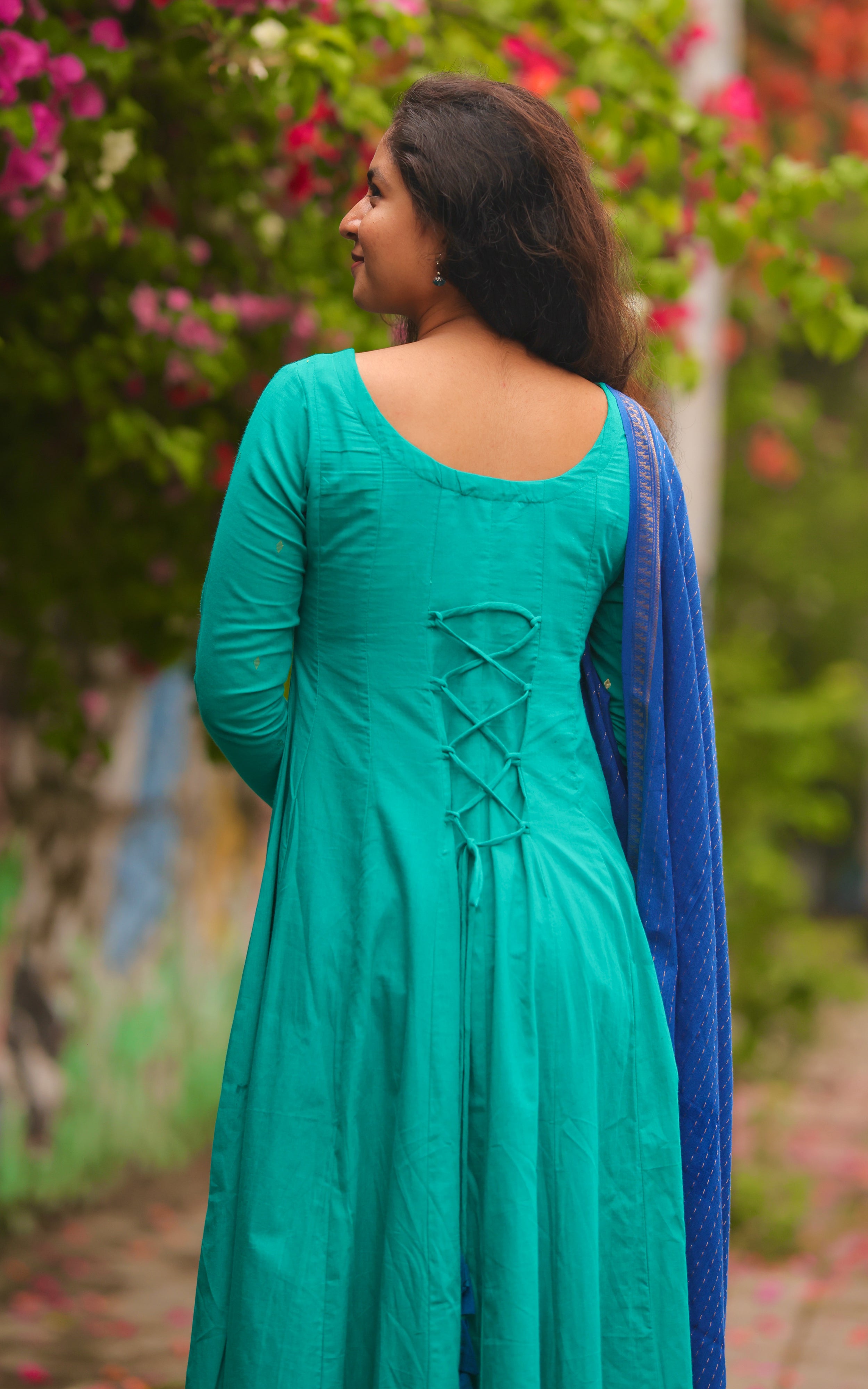 Kundhavai Aqua Blue (Kurti+Dupatta)