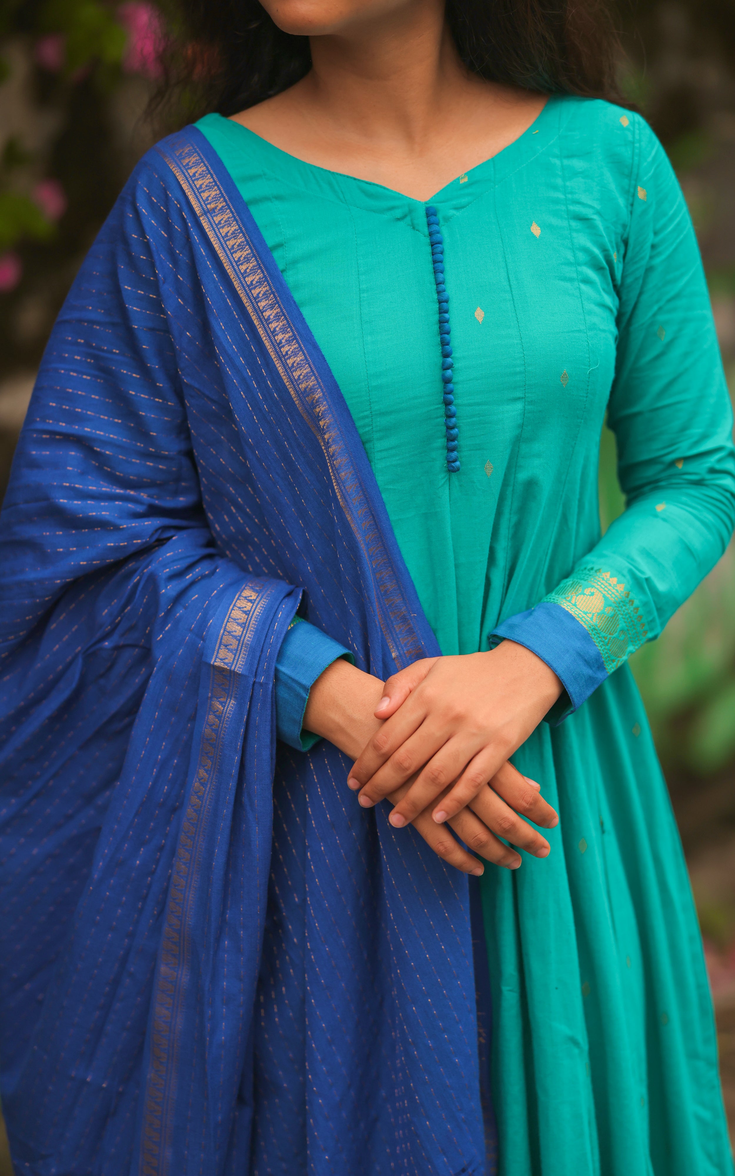 Kundhavai Aqua Blue (Kurti+Dupatta)