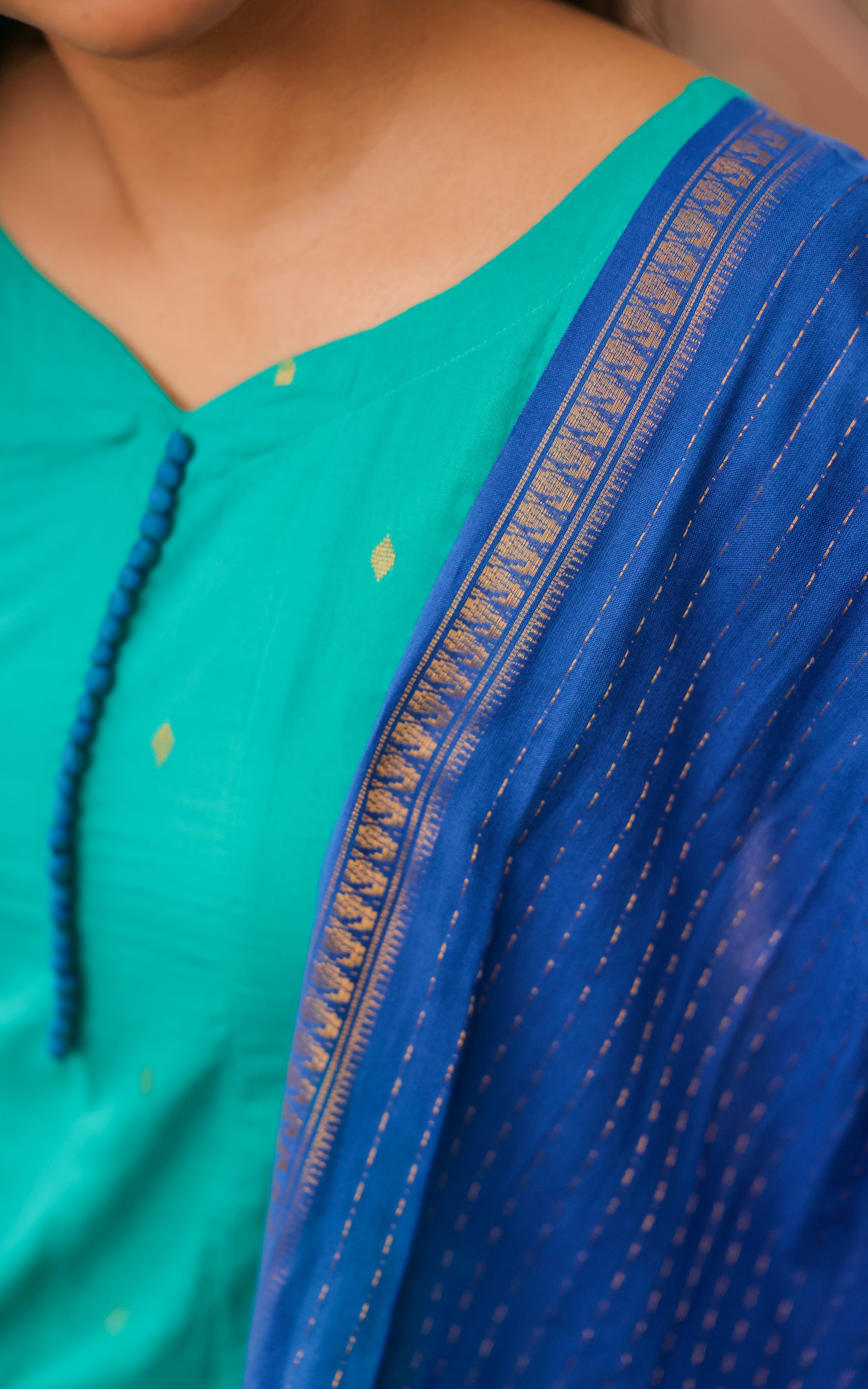 Kundhavai Aqua Blue (Kurti+Dupatta)