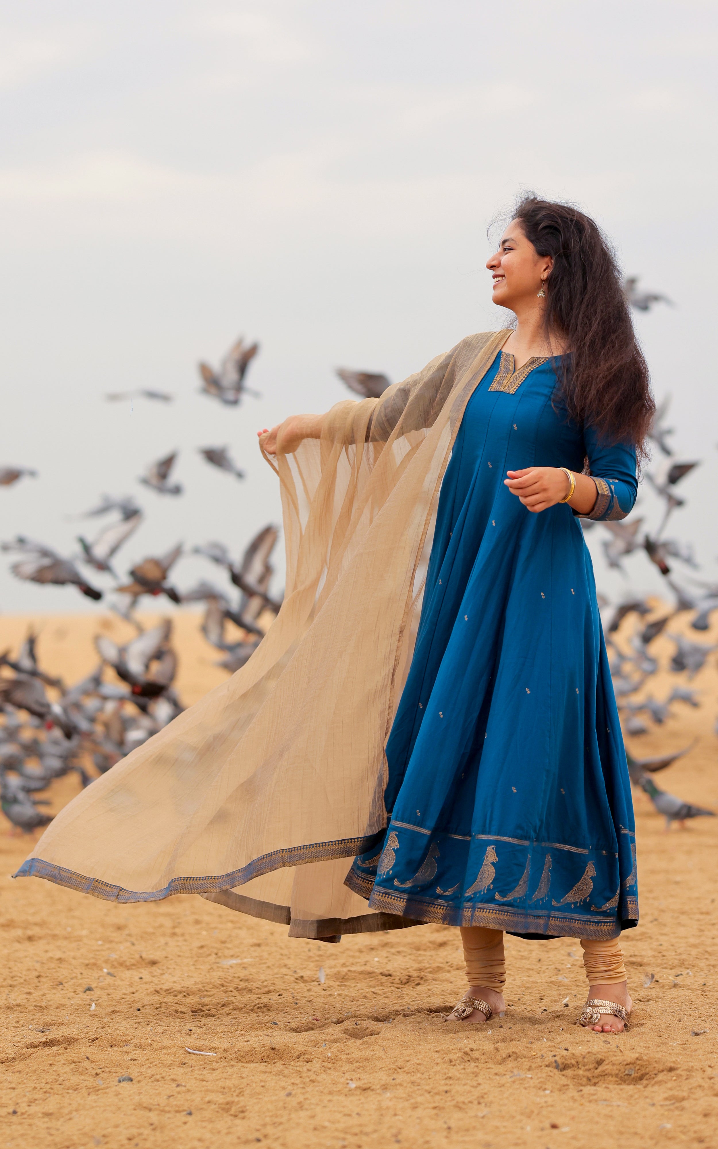 Paingili Peacock Blue (Kurti+Dupatta) Delivery Time 10 Working days