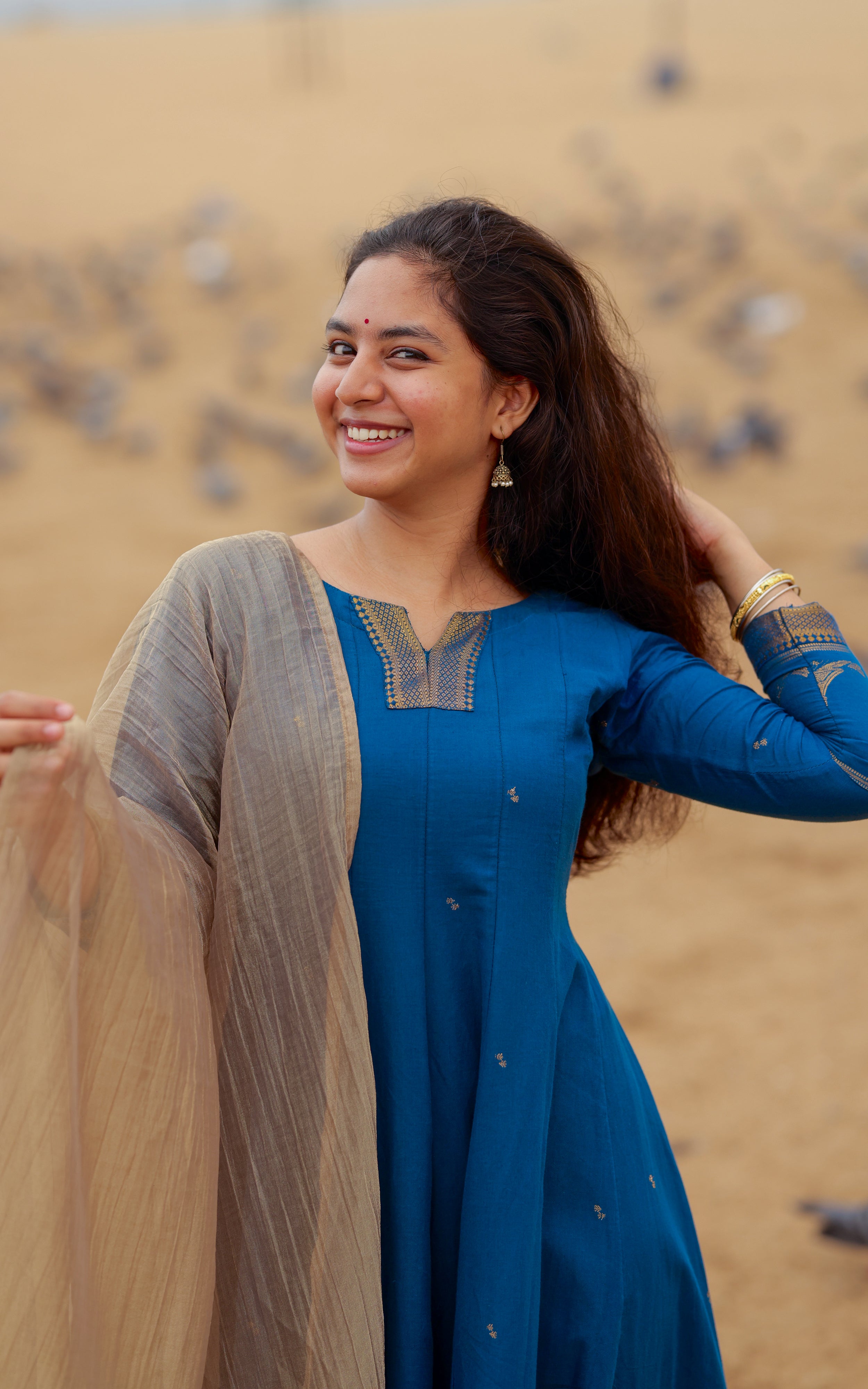 Paingili Peacock Blue (Kurti+Dupatta) Delivery Time 10 Working days