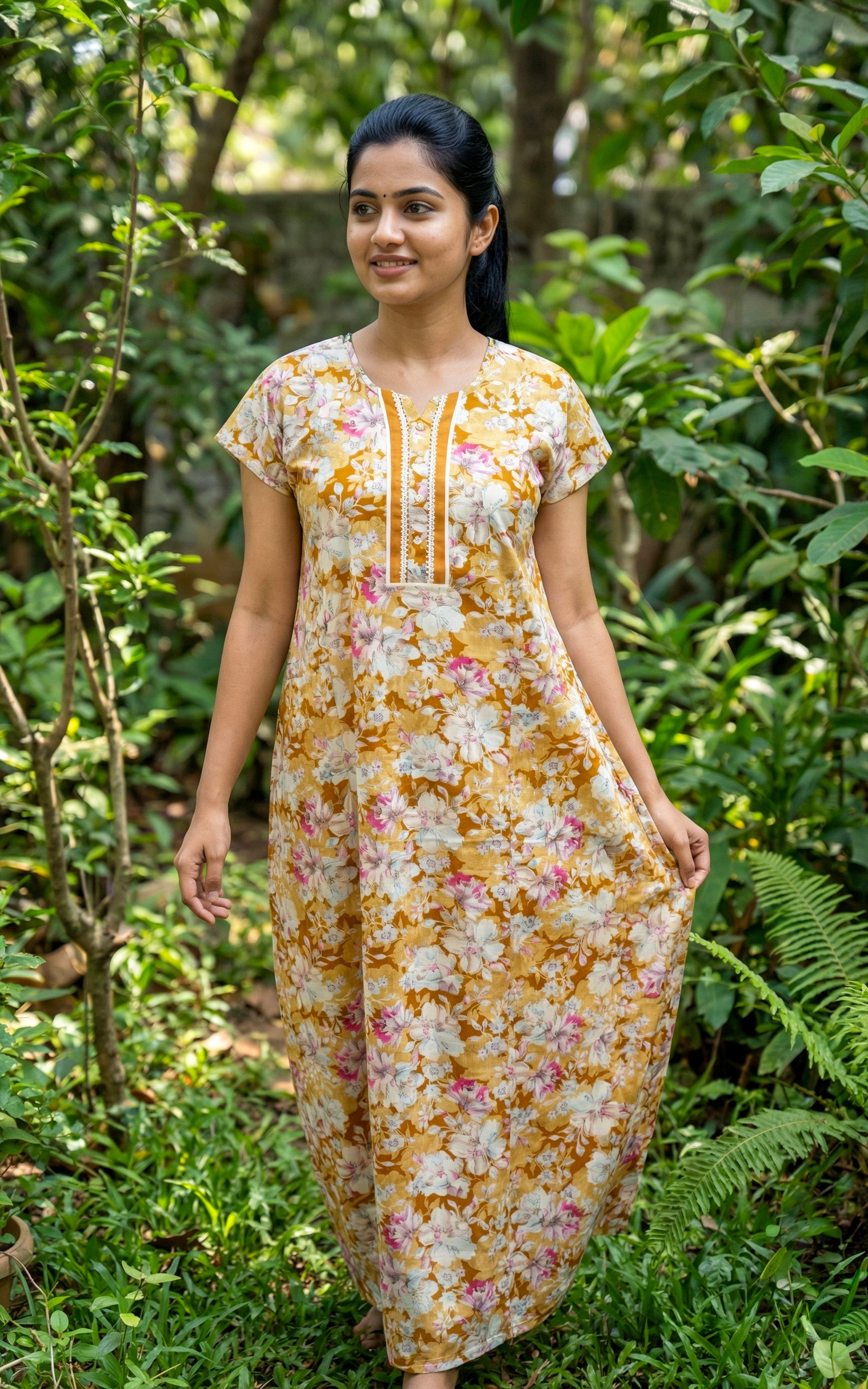 Comfortable printed cotton nighty for women
