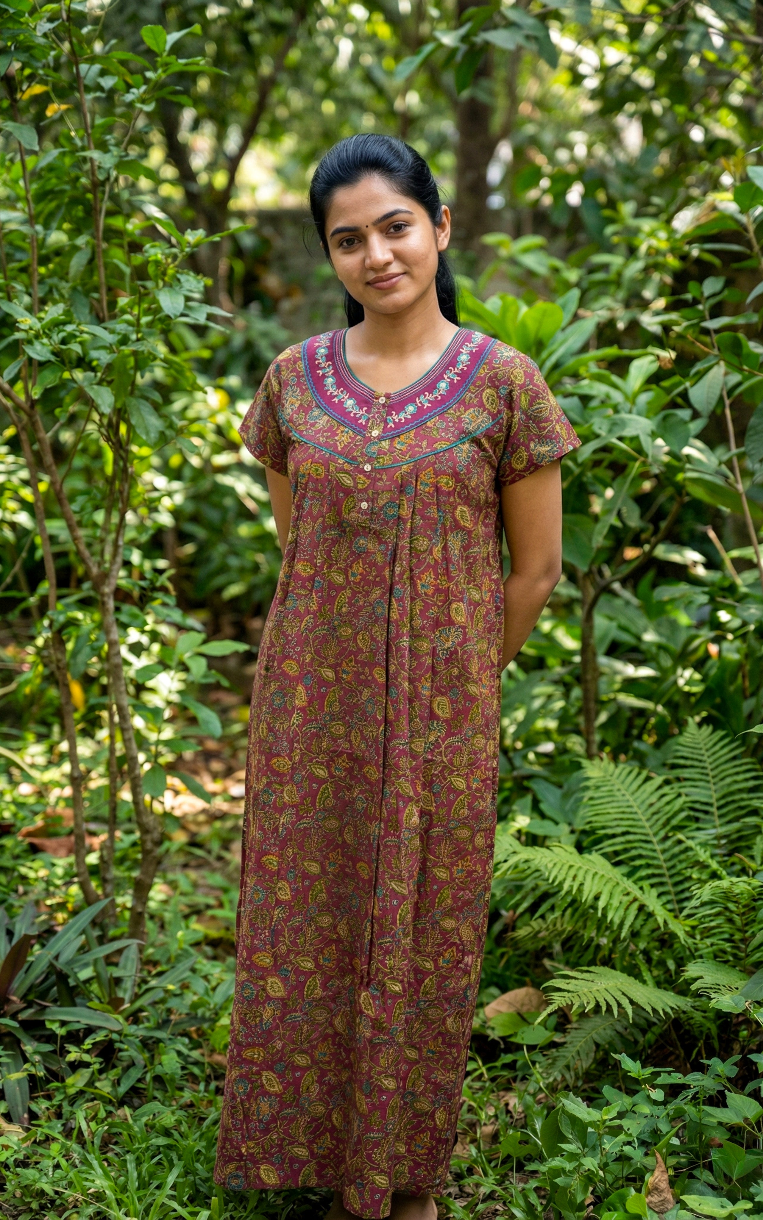 Comfortable cotton nighty with a convenient pocket