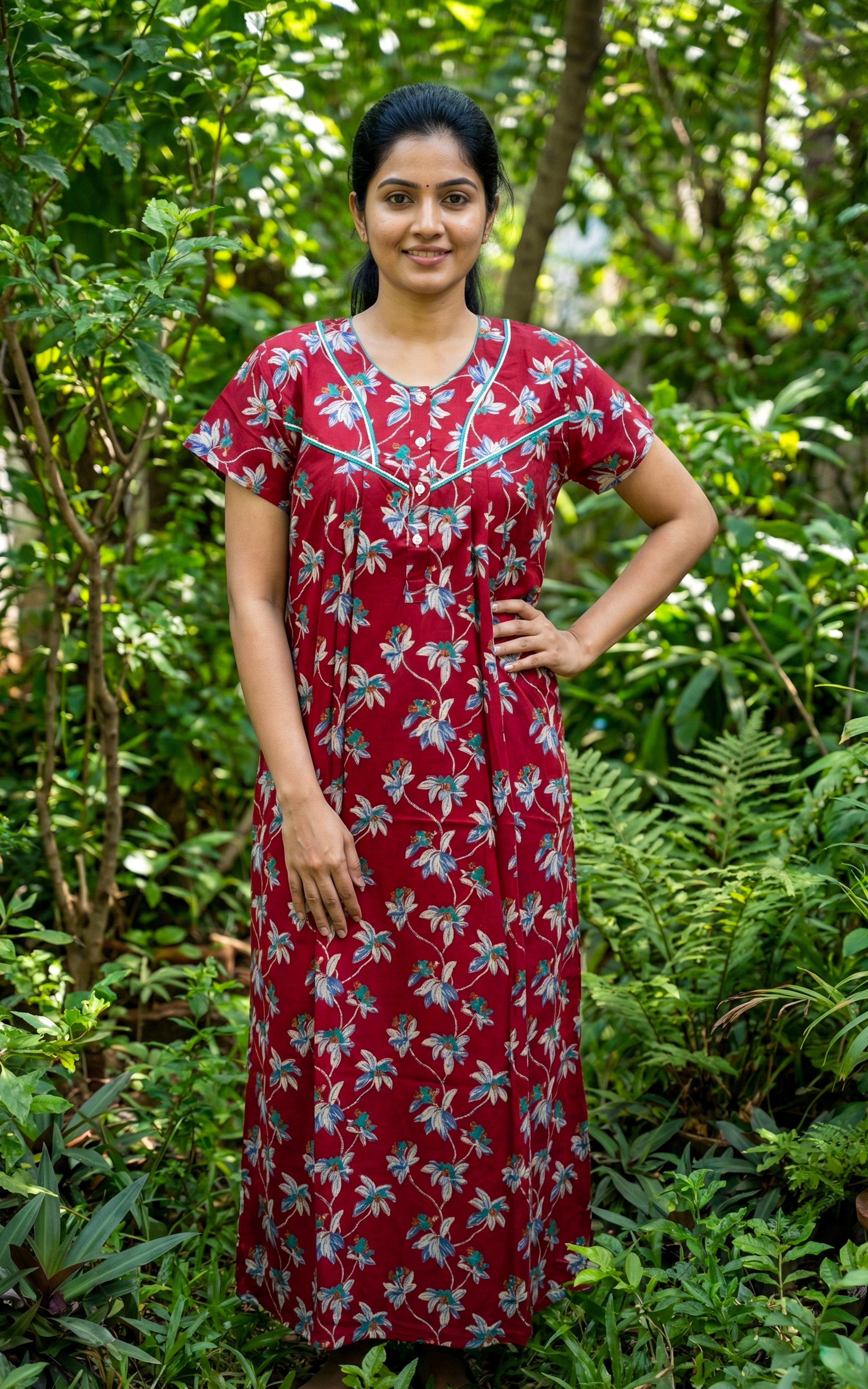 Comfortable printed cotton nighty for women