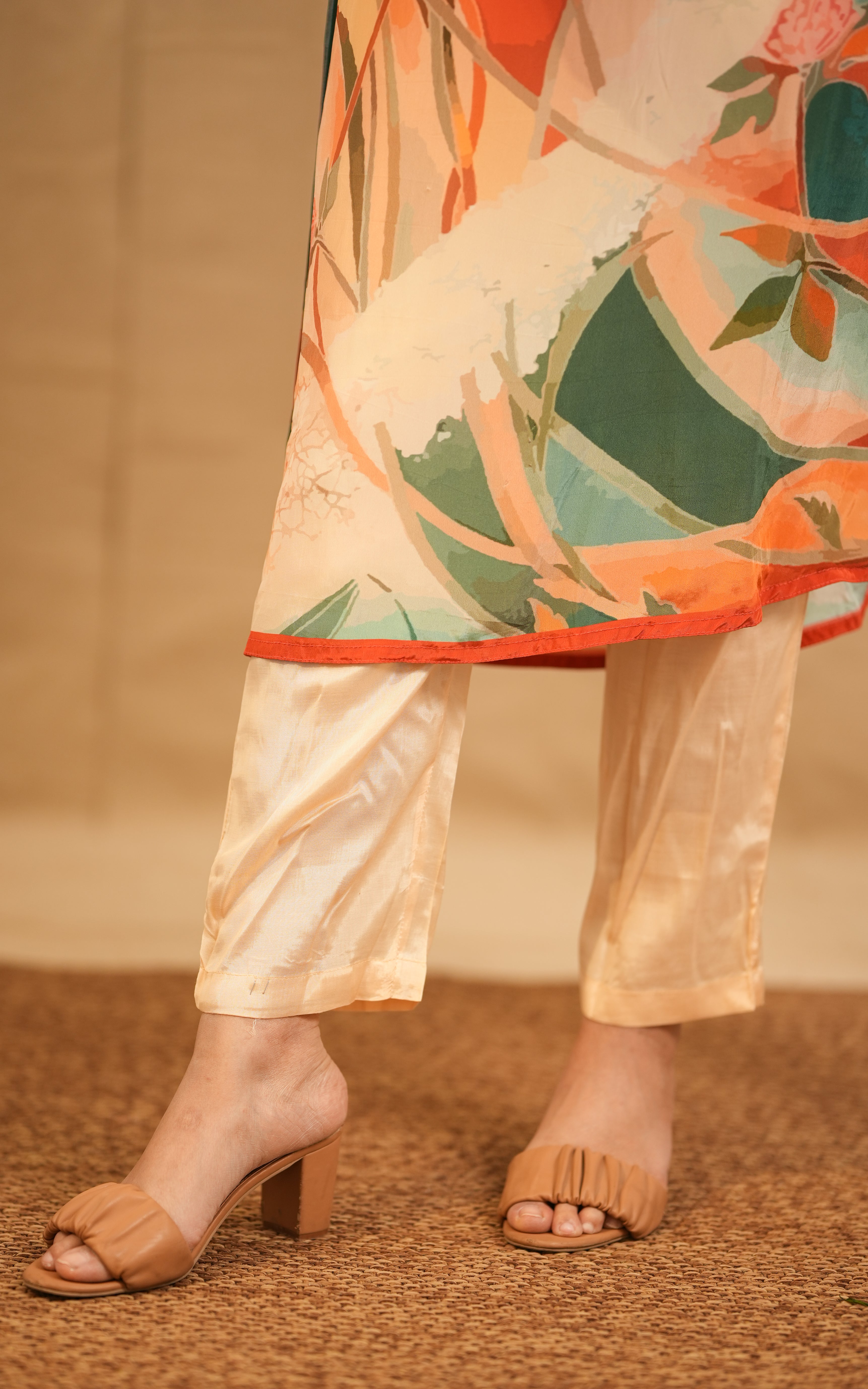 Buy Orange Kurta-parallel Pants-drape Set Online - W for Woman