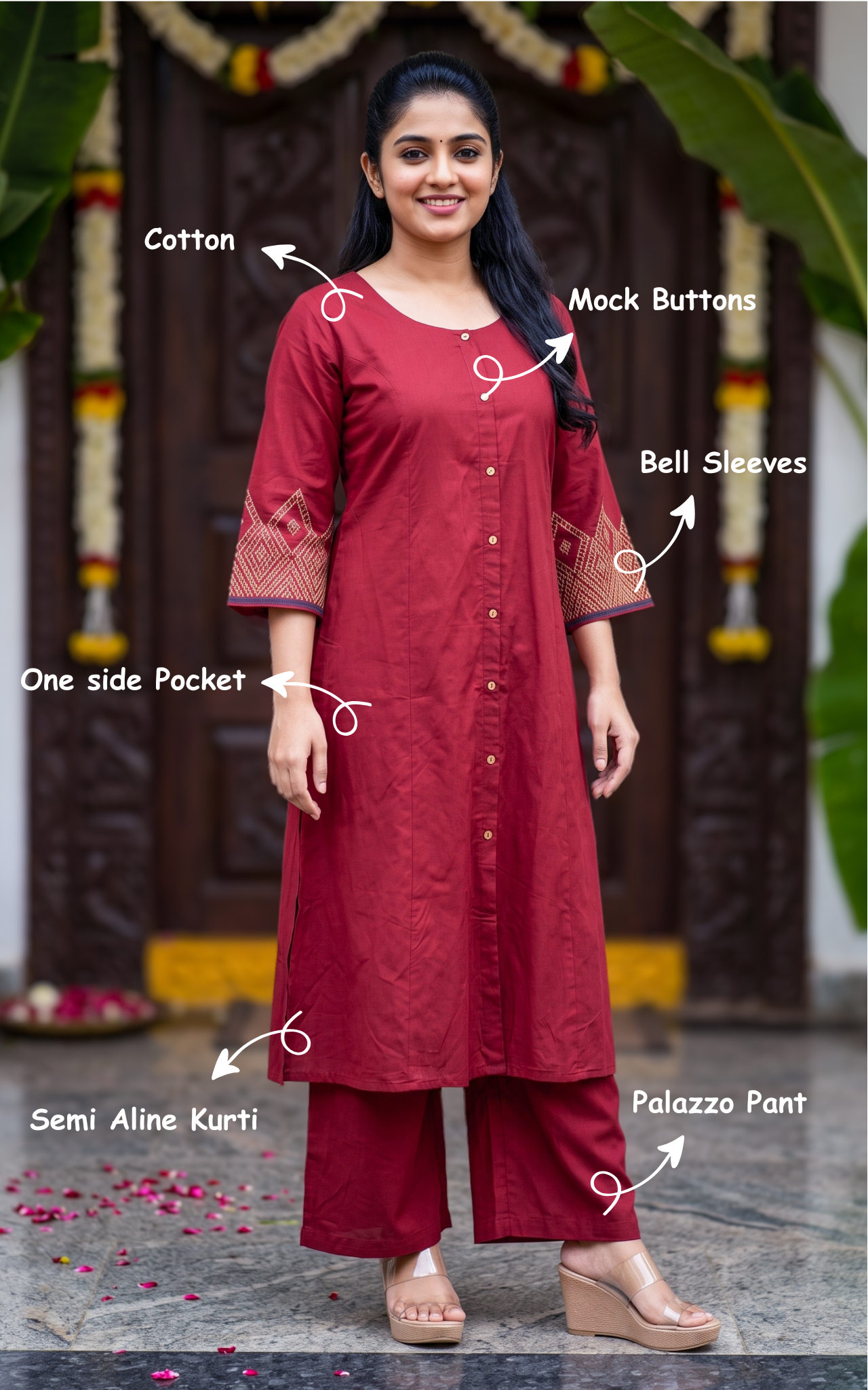 Joshna Maroon (Kurti+Pant)