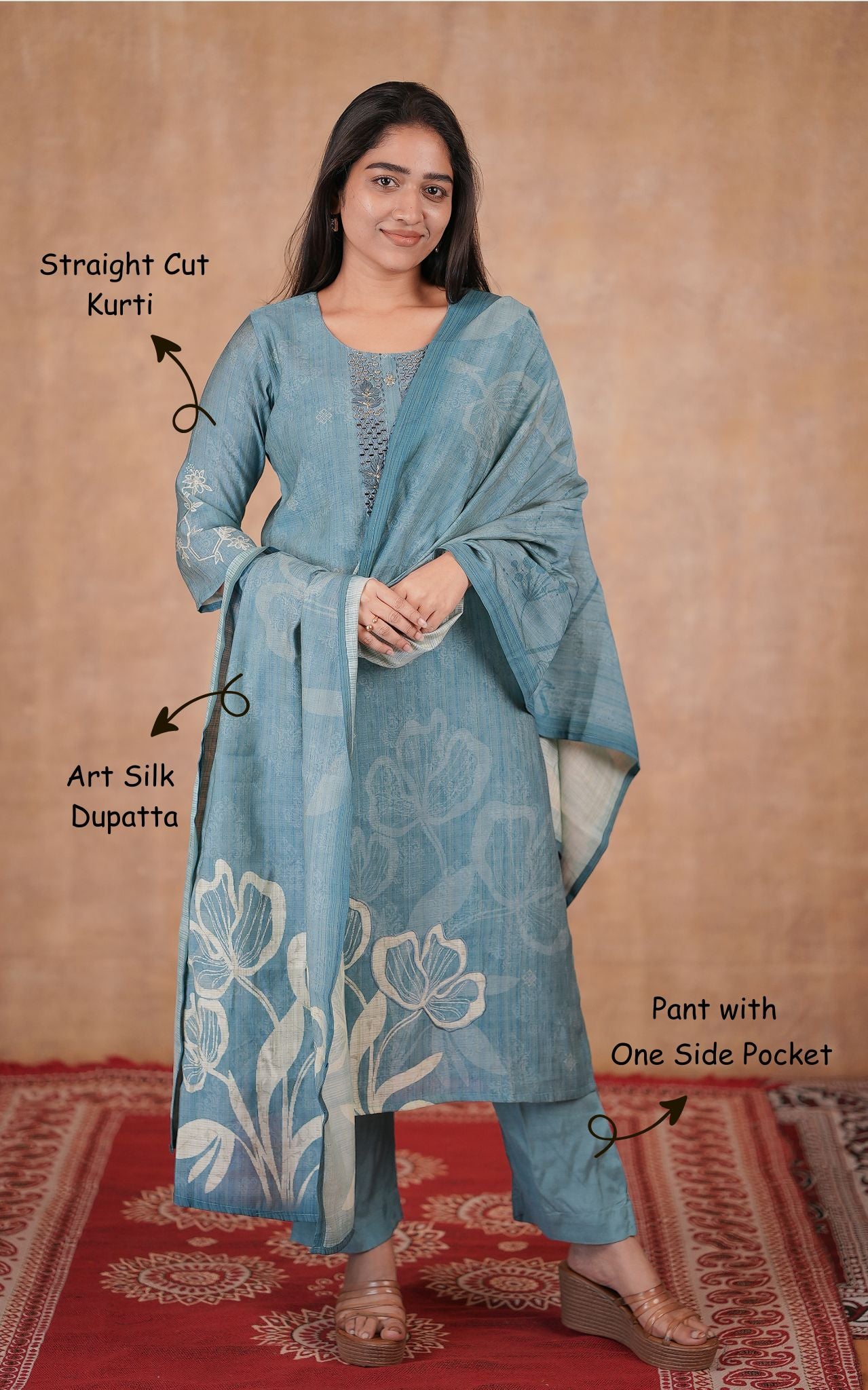 Abilasha A (Kurti+Pant+Dupatta)