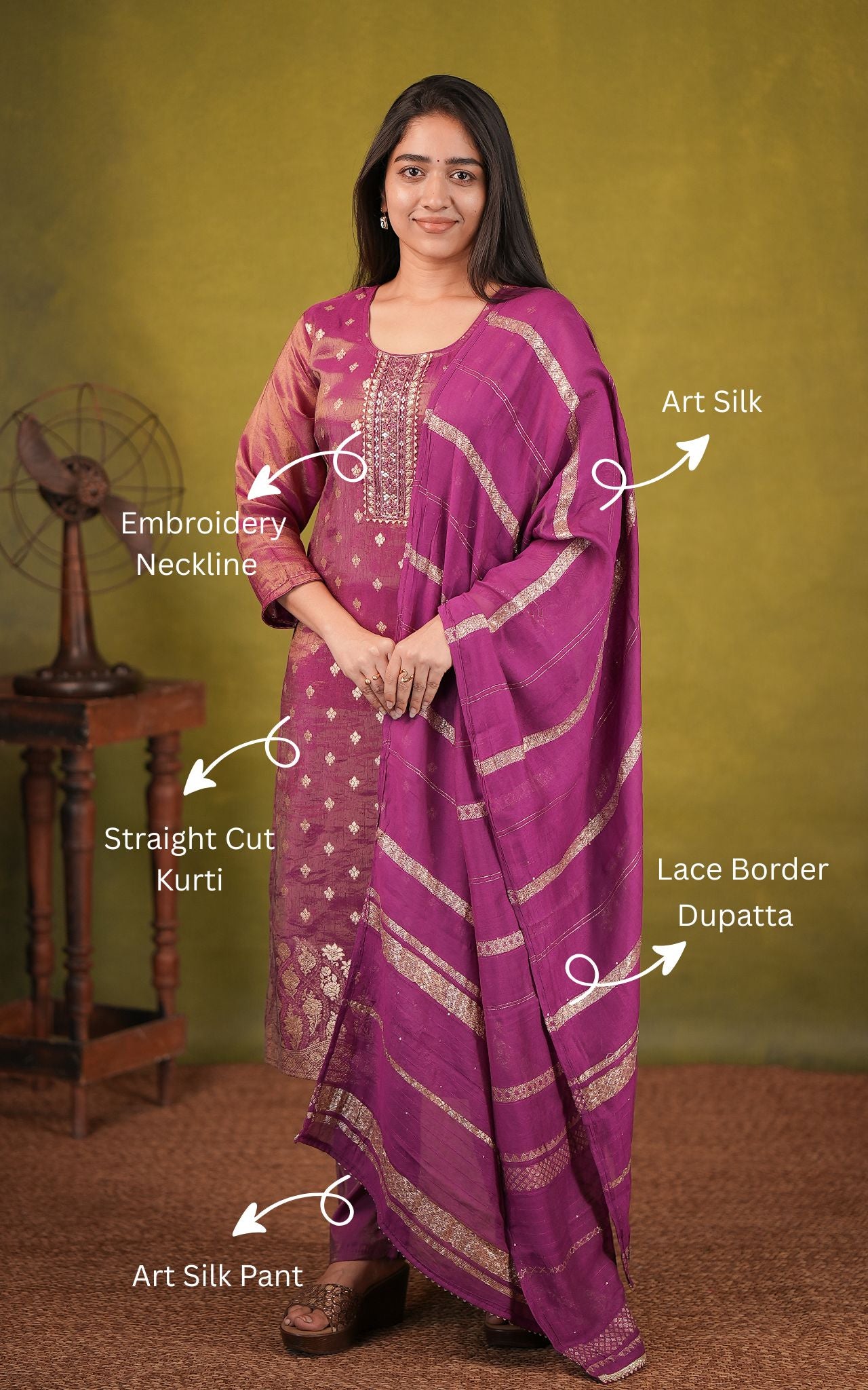 Aazhiarasi A (Kurti+Pant+Dupatta)
