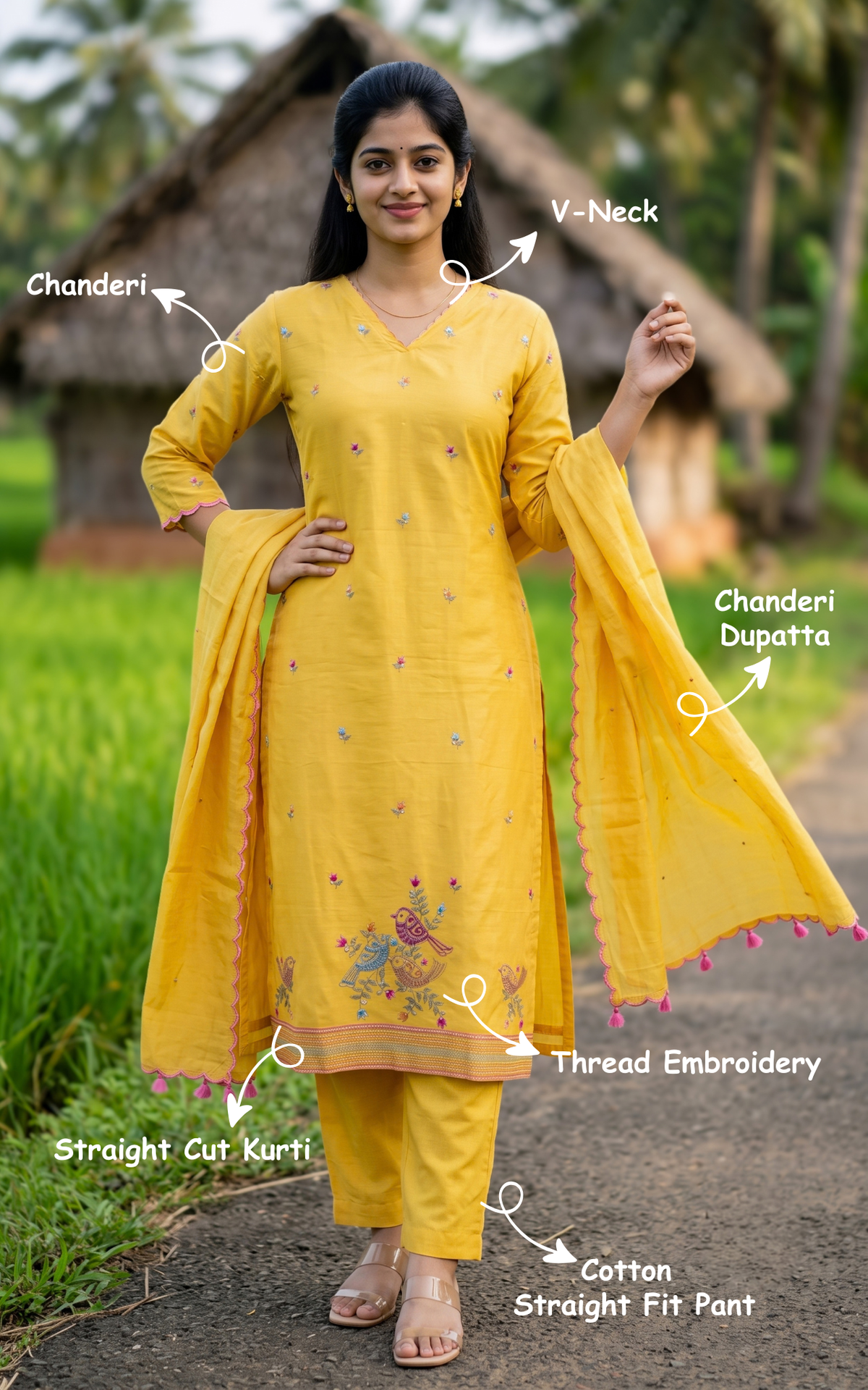 Varshana Mustard (Kurti+Pant+Dupatta)