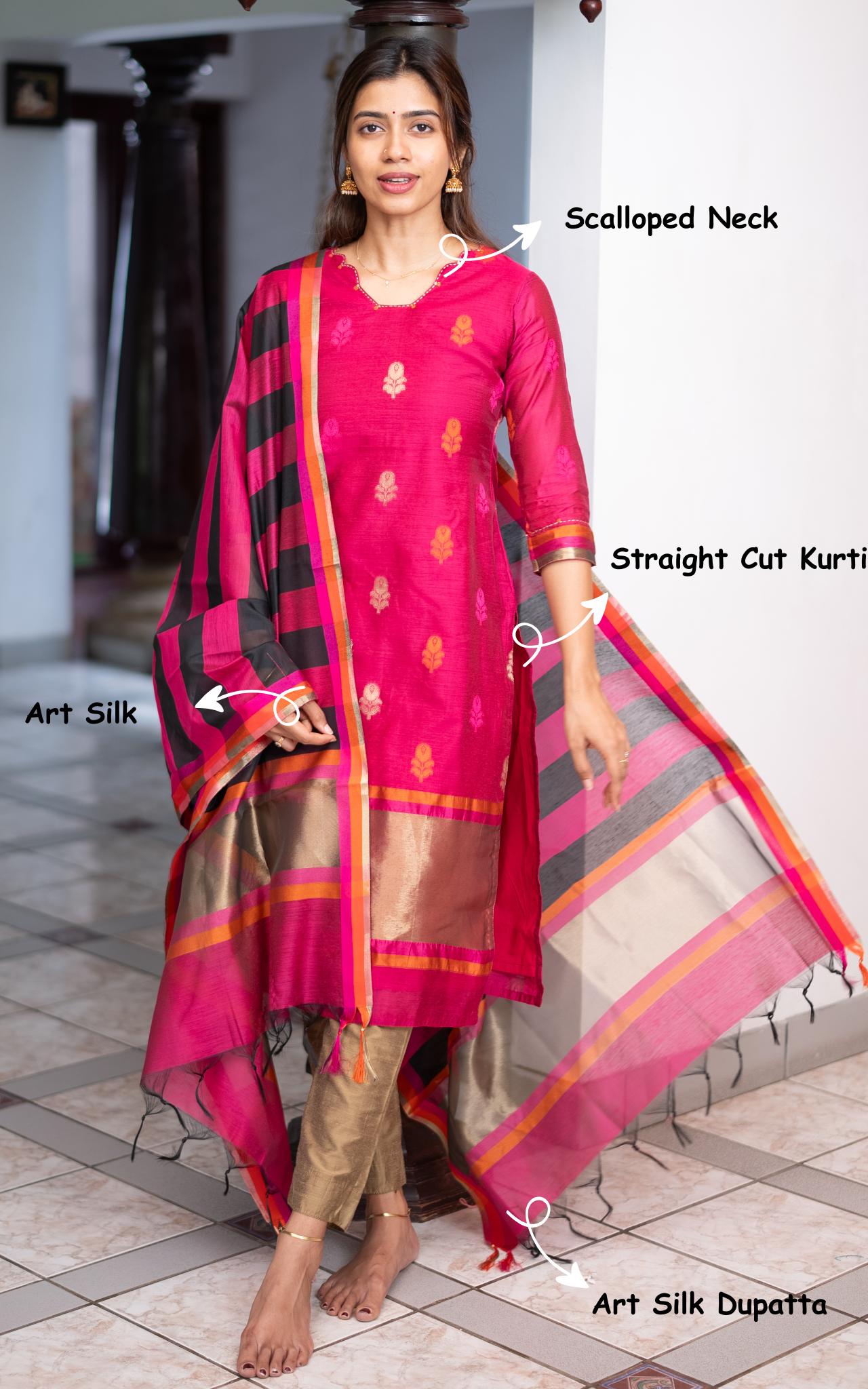 Nalavenba Pink (Kurti+Dupatta)
