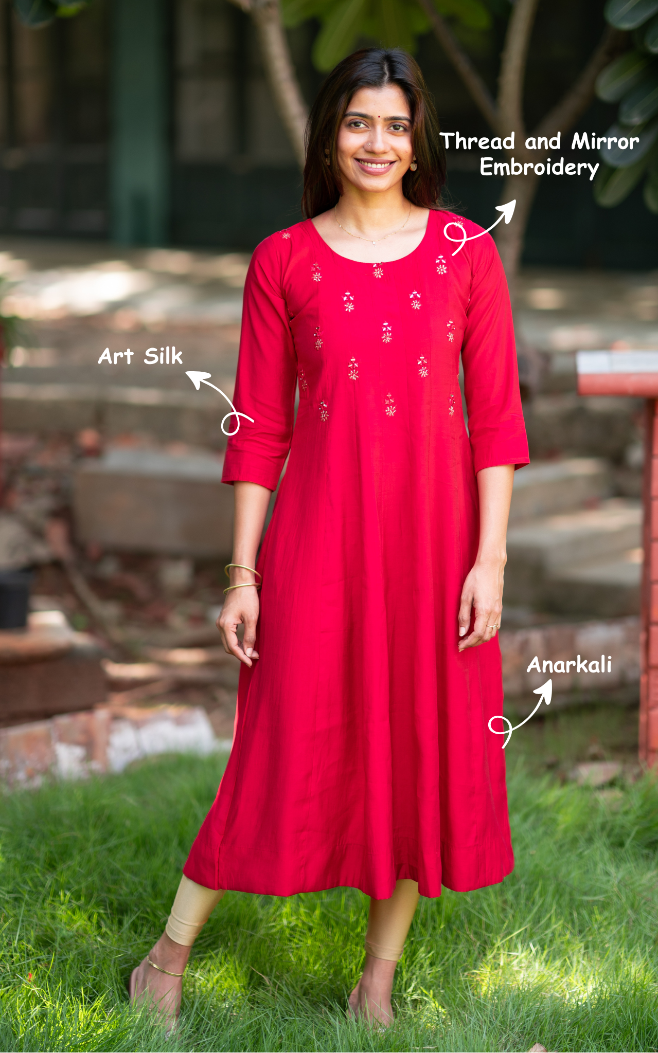 Pink Art Silk Designer Anarkali Kurti for Women