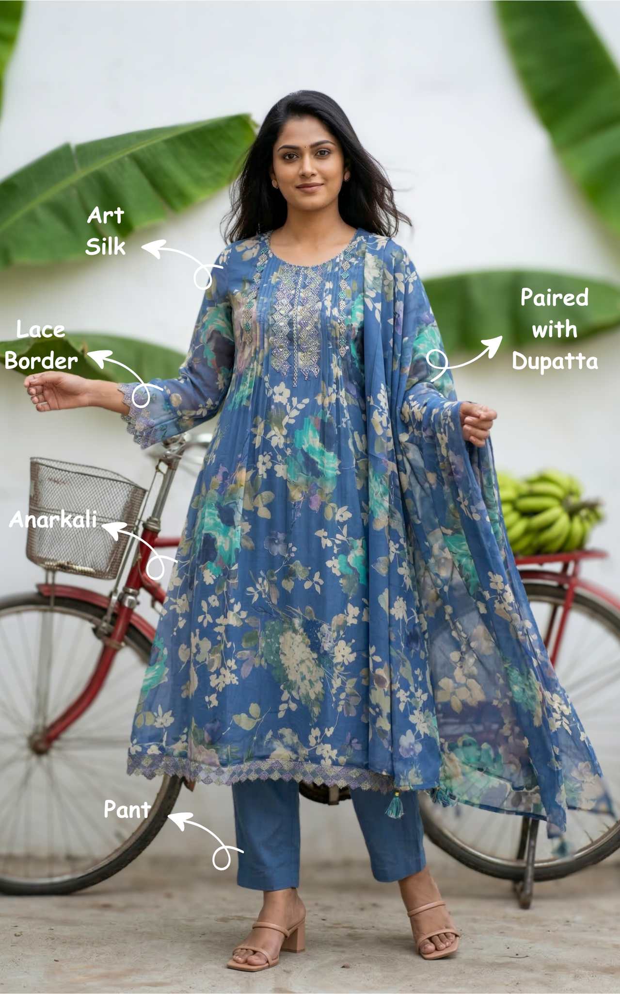 Nilashree Blue (Kurti+Pant+Dupatta)