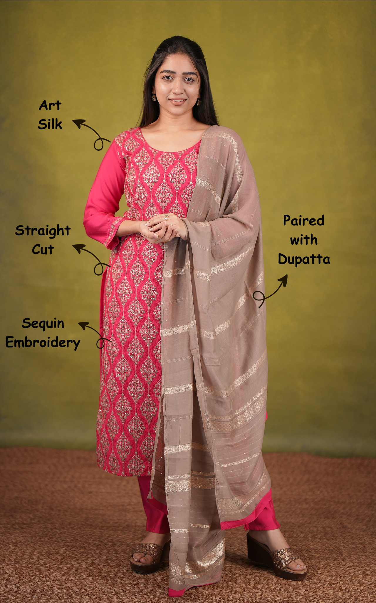 Kuralini A (Kurti+Pant+Dupatta)