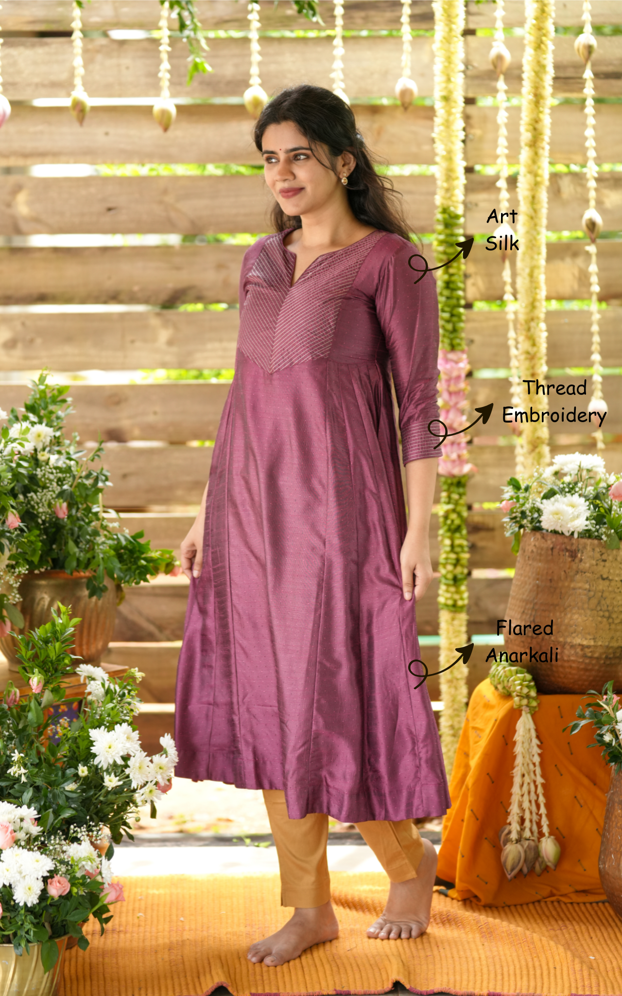 Thread embroidery kurti for women
