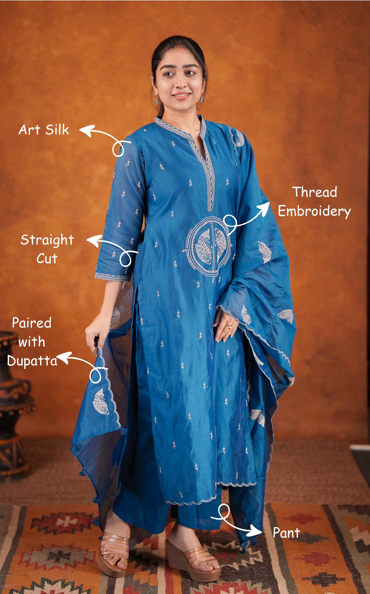 Meenakumari (Kurti+Pant+Dupatta)