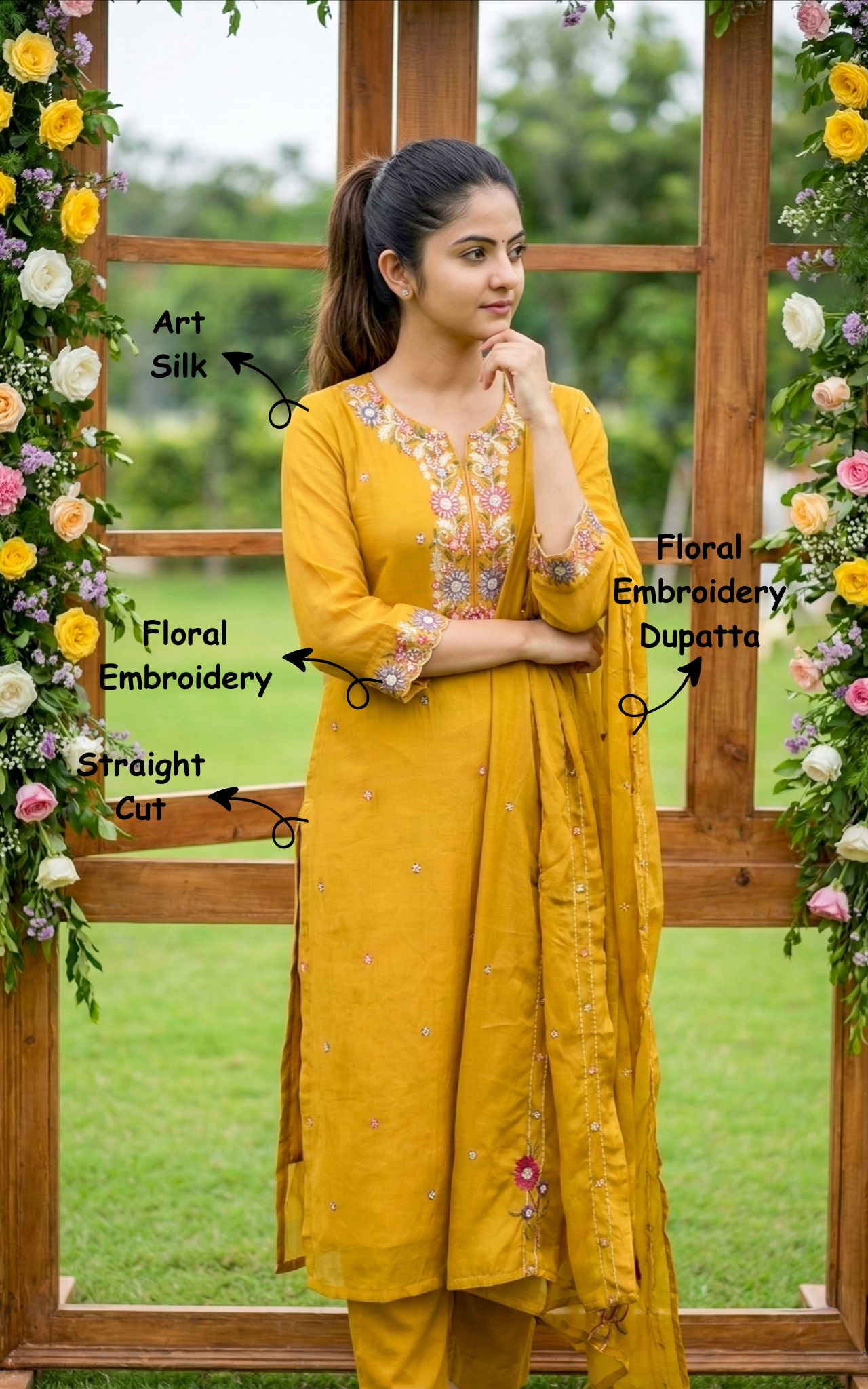 three fourth sleeve kurti for women