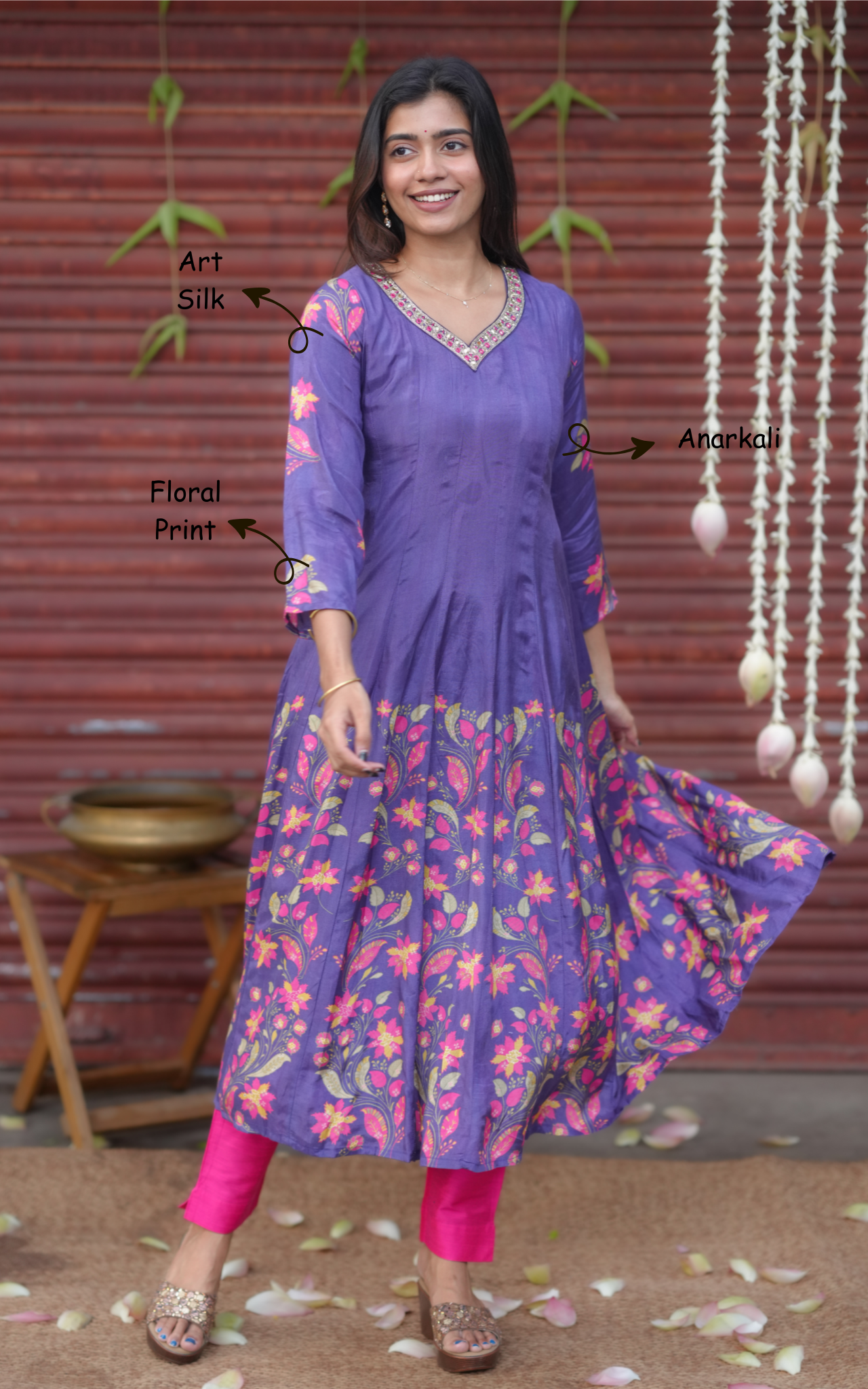 violet color anarkali  for women