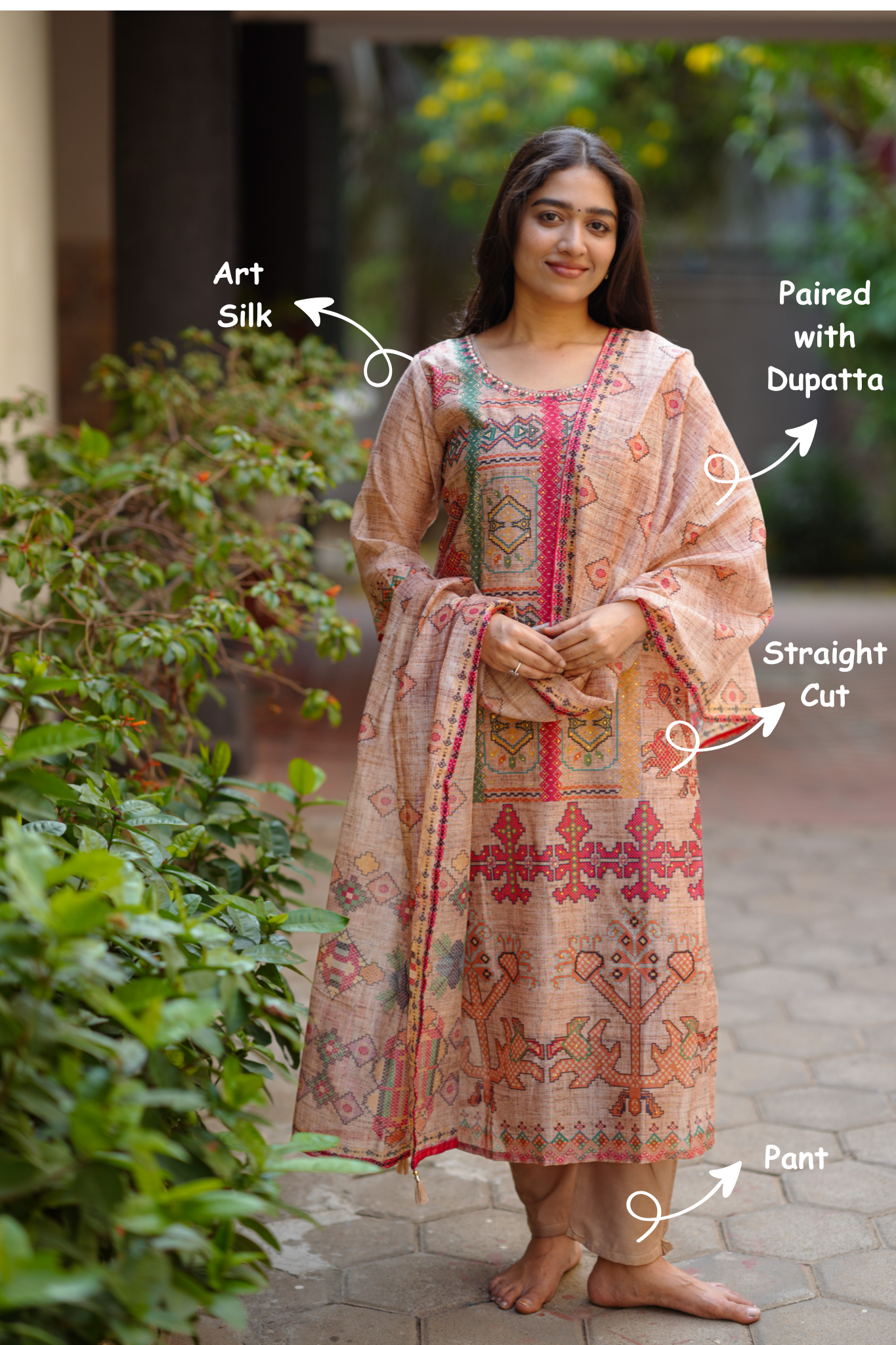Comfortable and trendy art silk kurti set for women