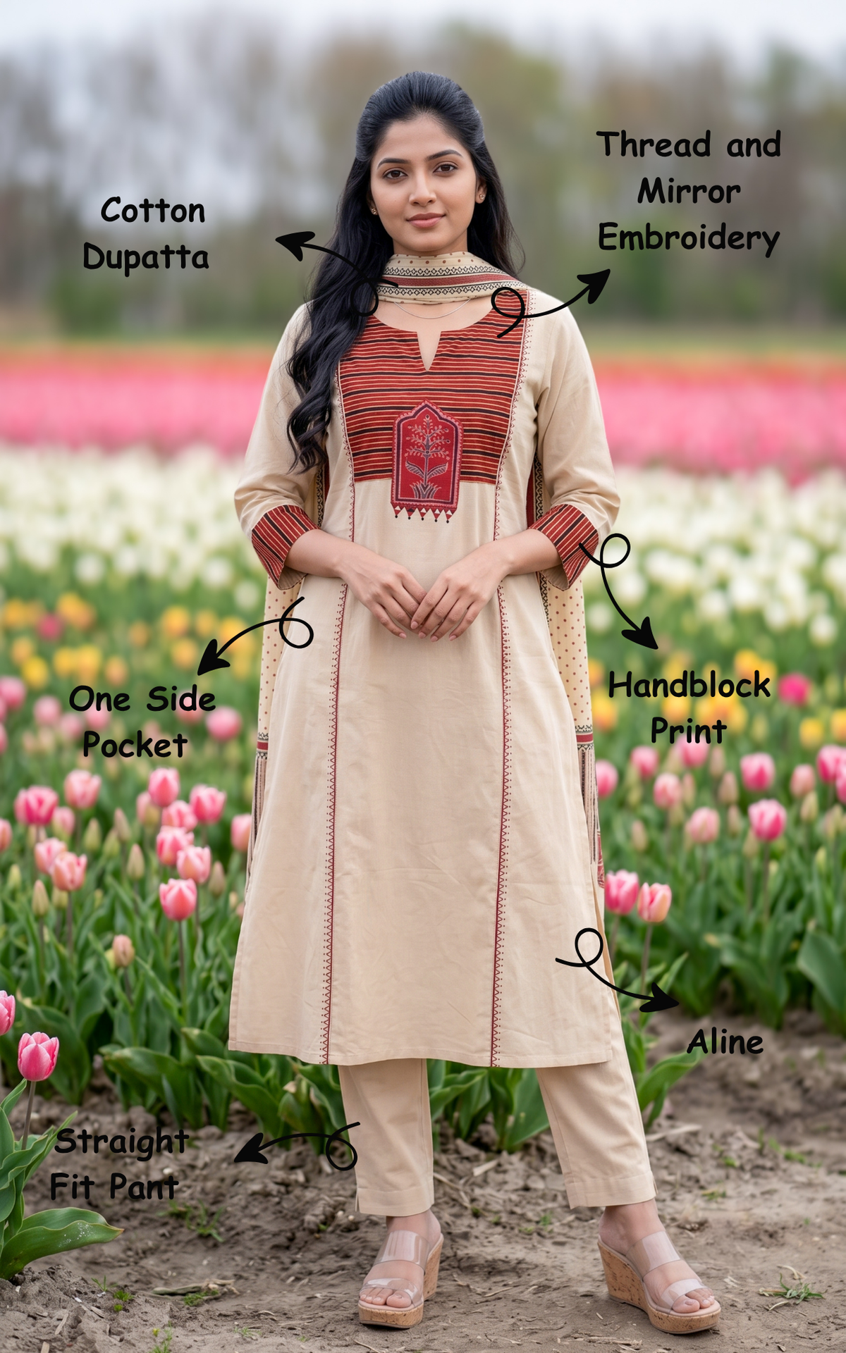 Ranchi Handblock (Kurti+Pant+Dupatta)