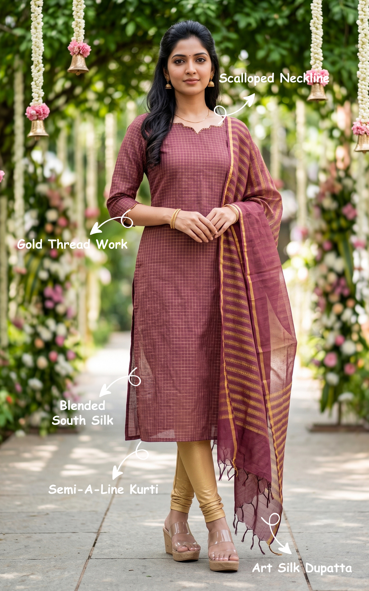 Narumugai Dusty Rose (Kurti+Dupatta)