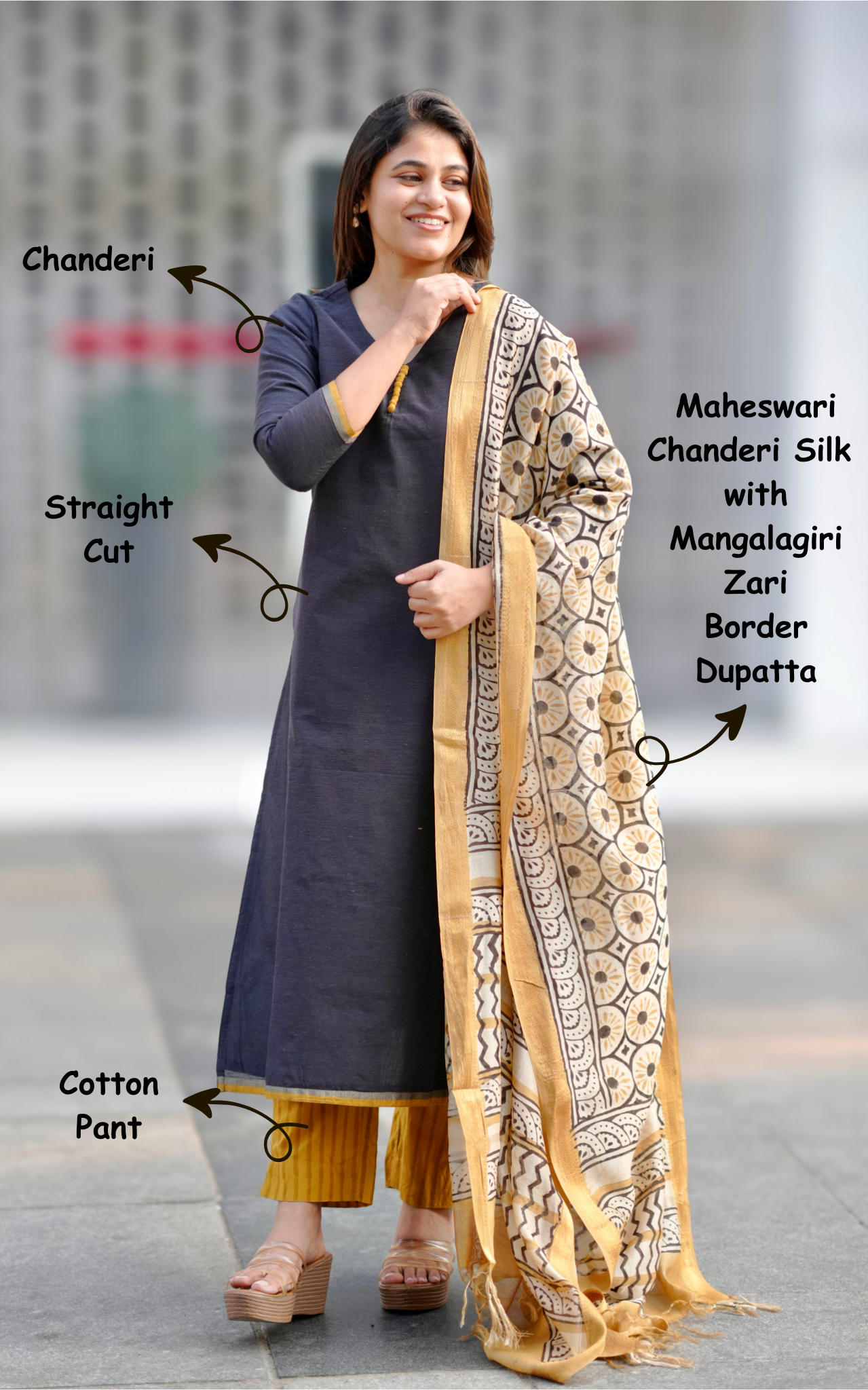 Allimalar (Kurti+Pant+Dupatta)