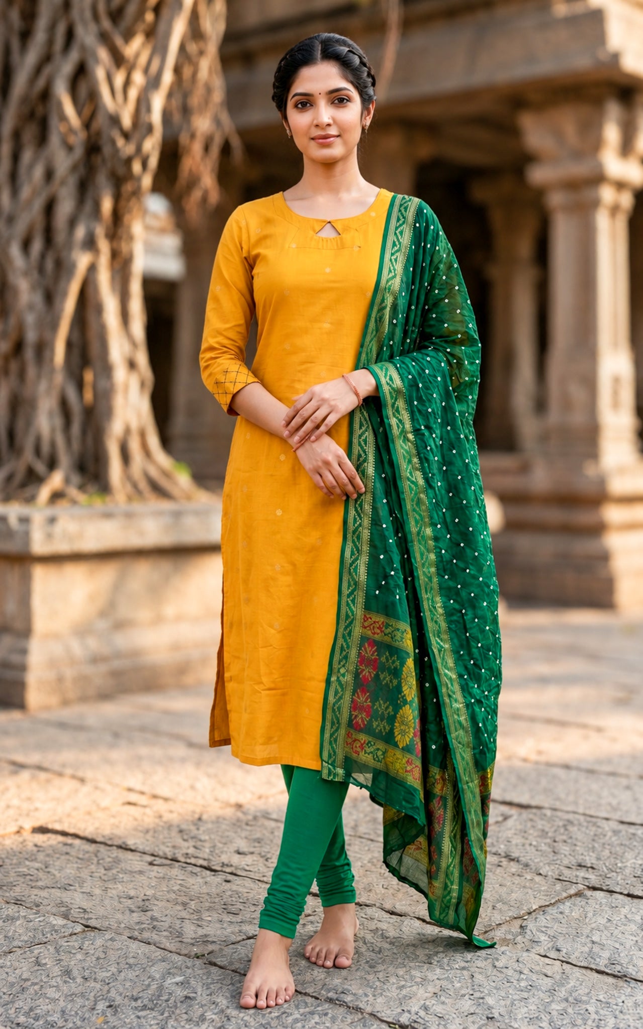 Subiksha Mustard (Kurti+Dupatta)