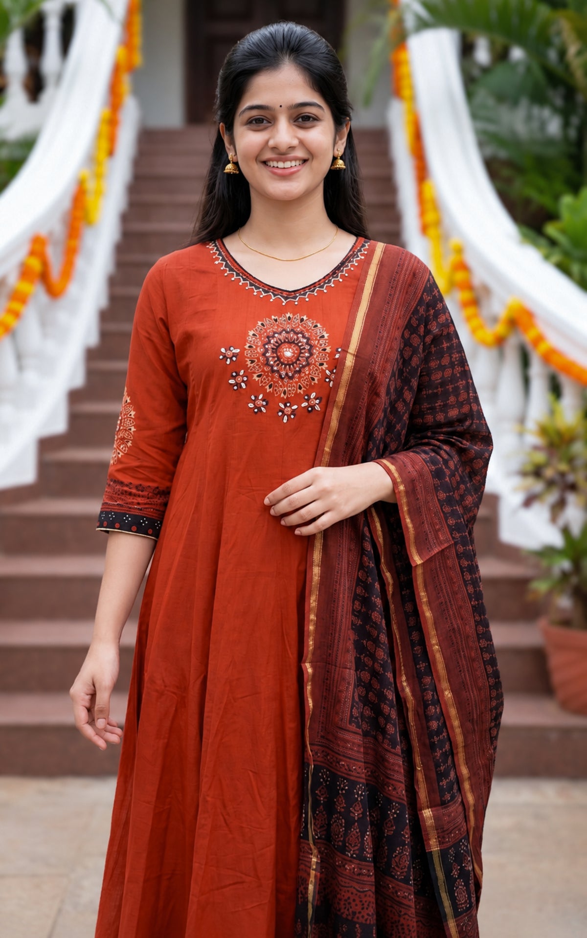 Panithuli Rust (Kurti+Dupatta)