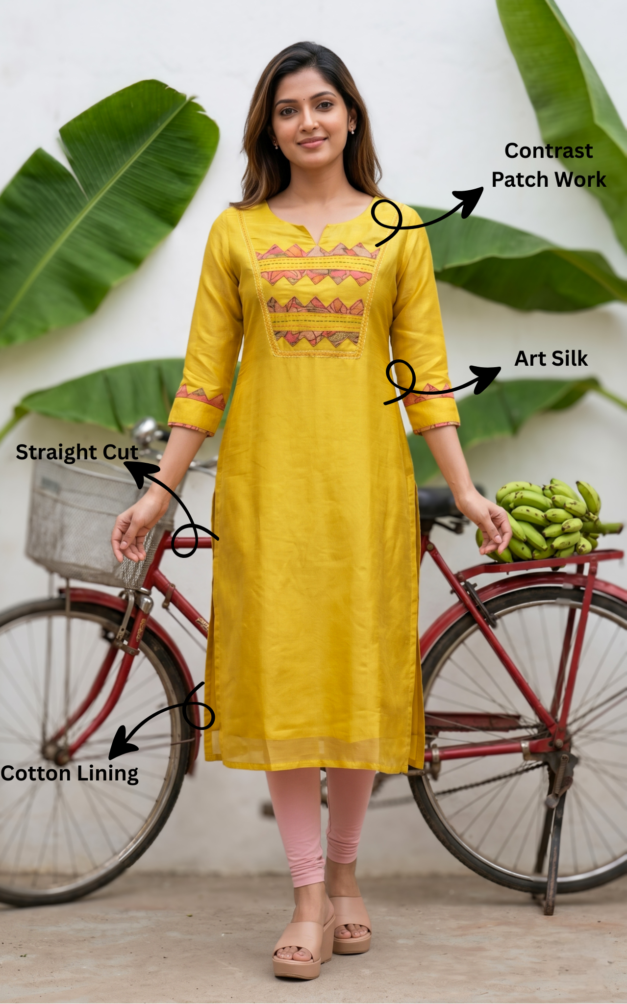 Mustard Yellow Ethnic Kurti With Cotton Lining Women