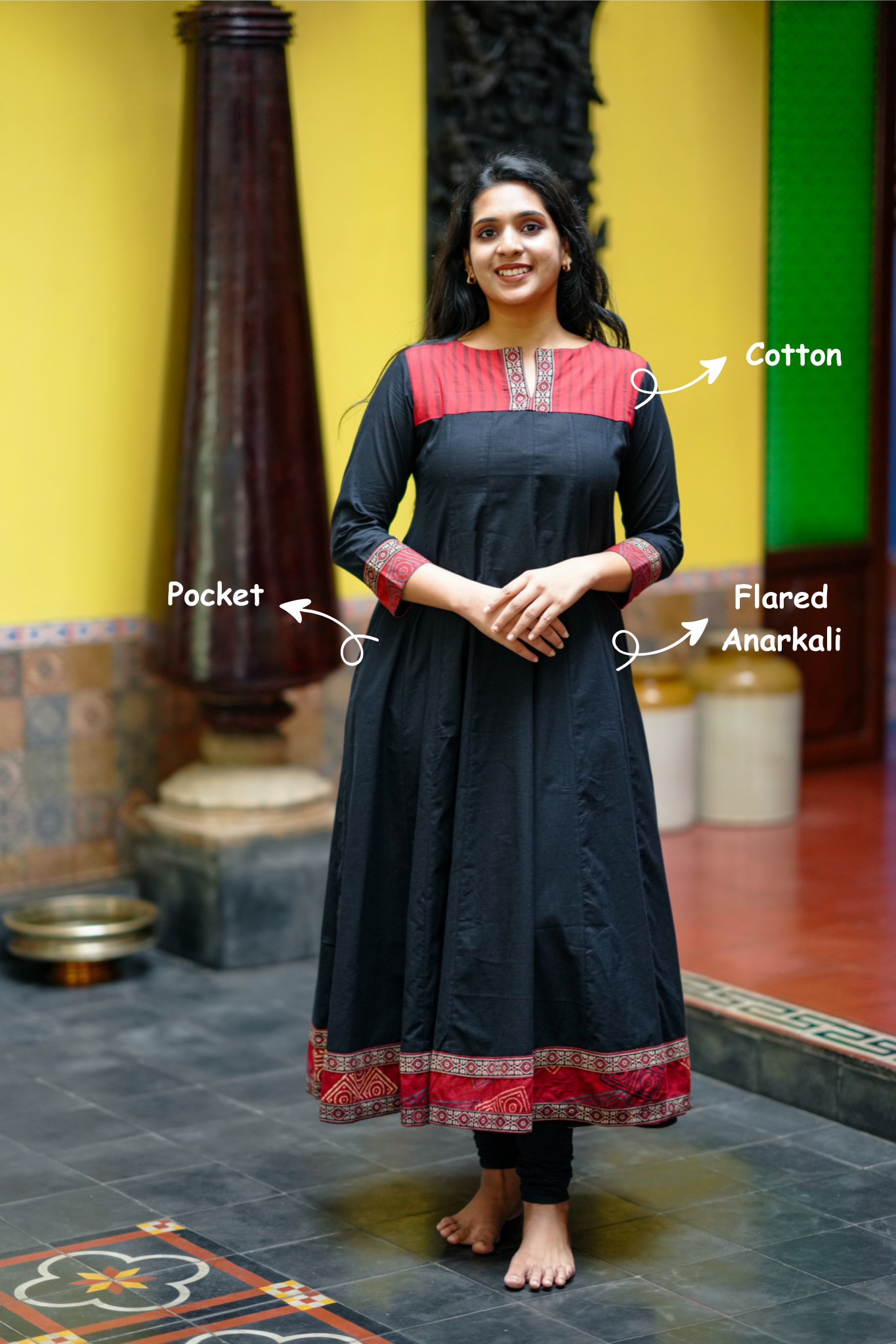 black ethnic cotton anarkali
traditional cotton kurti set
cotton full flared ethnic kurti
classic ethnic kurti with side pocket
black cotton ethnic kurti for women