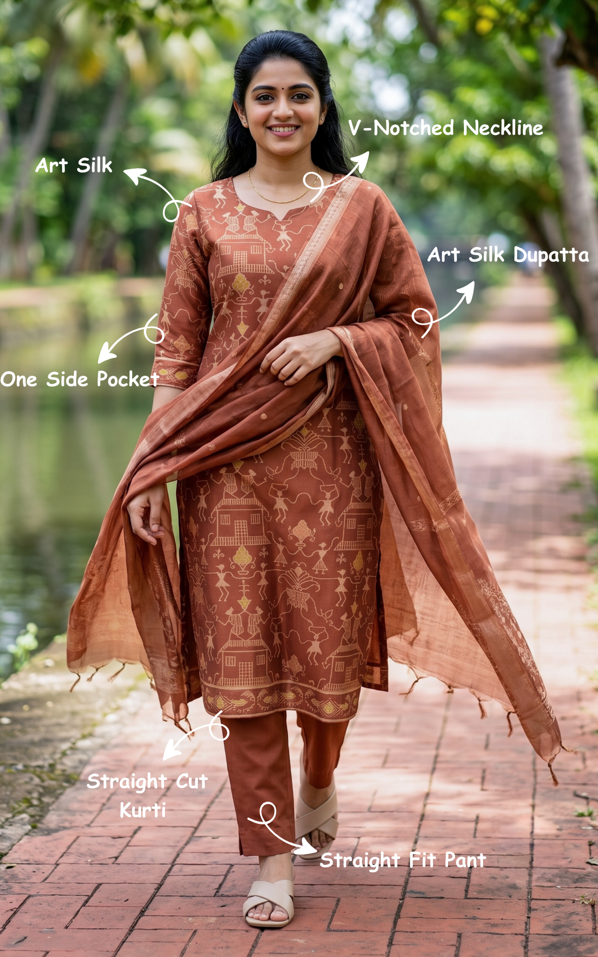 Farhana Copper (Kurti+Pant+Dupatta)